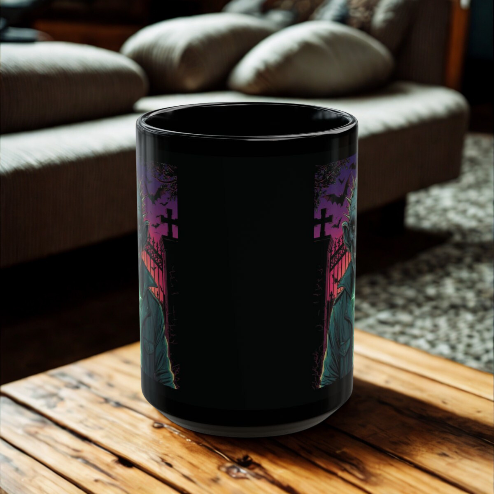Gothic Skull Halloween Black Mug | Spooky Coffee Cup with Creepy Monster Design | Horror Gift Idea for Halloween Lovers product thumbnail image Gothic Skull Halloween Black Mug | Spooky Coffee Cup with Creepy Monster Design | Horror Gift Idea for Halloween Lovers product thumbnail image