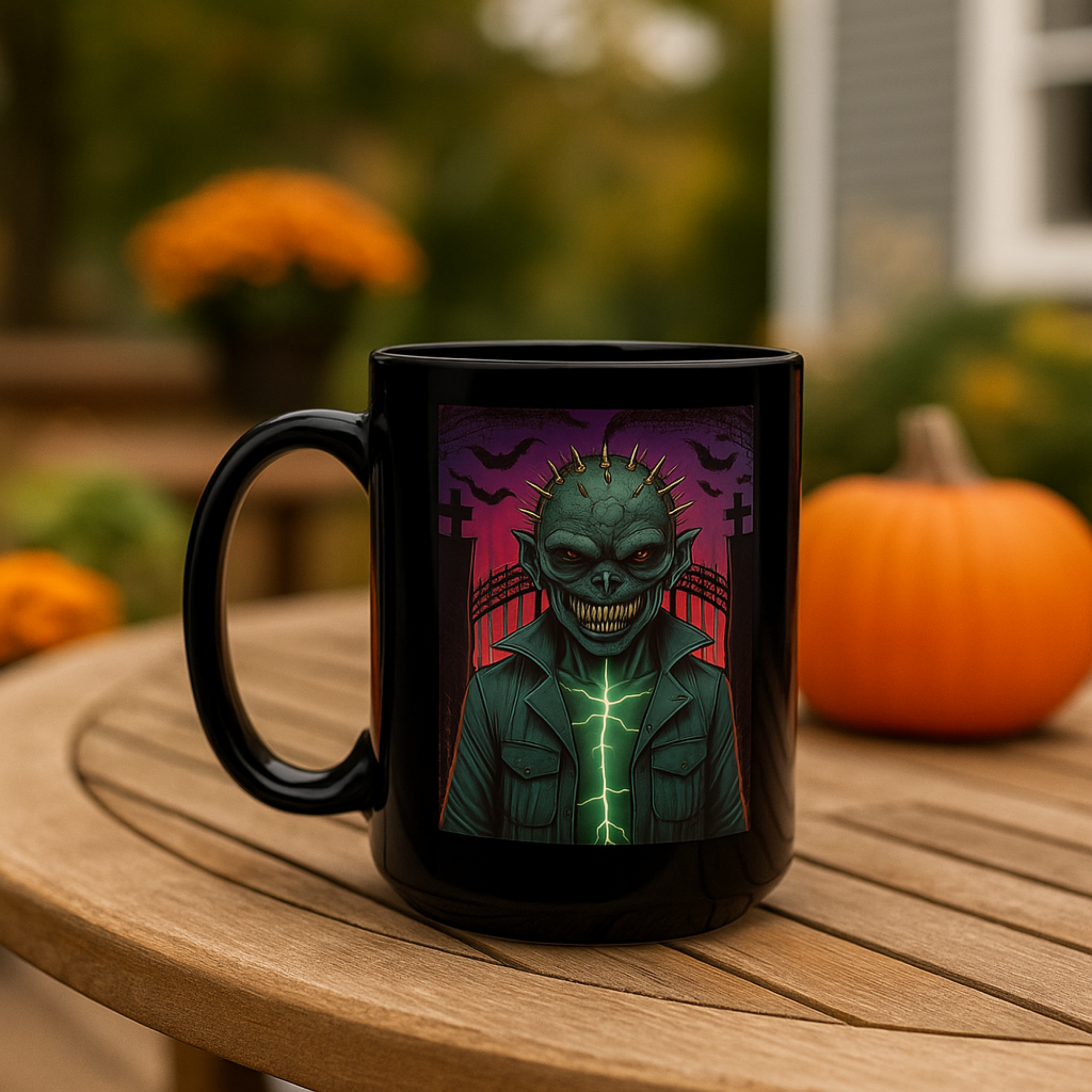 Gothic Skull Halloween Black Mug | Spooky Coffee Cup with Creepy Monster Design | Horror Gift Idea for Halloween Lovers Gothic Skull Halloween Black Mug | Spooky Coffee Cup with Creepy Monster Design | Horror Gift Idea for Halloween Lovers