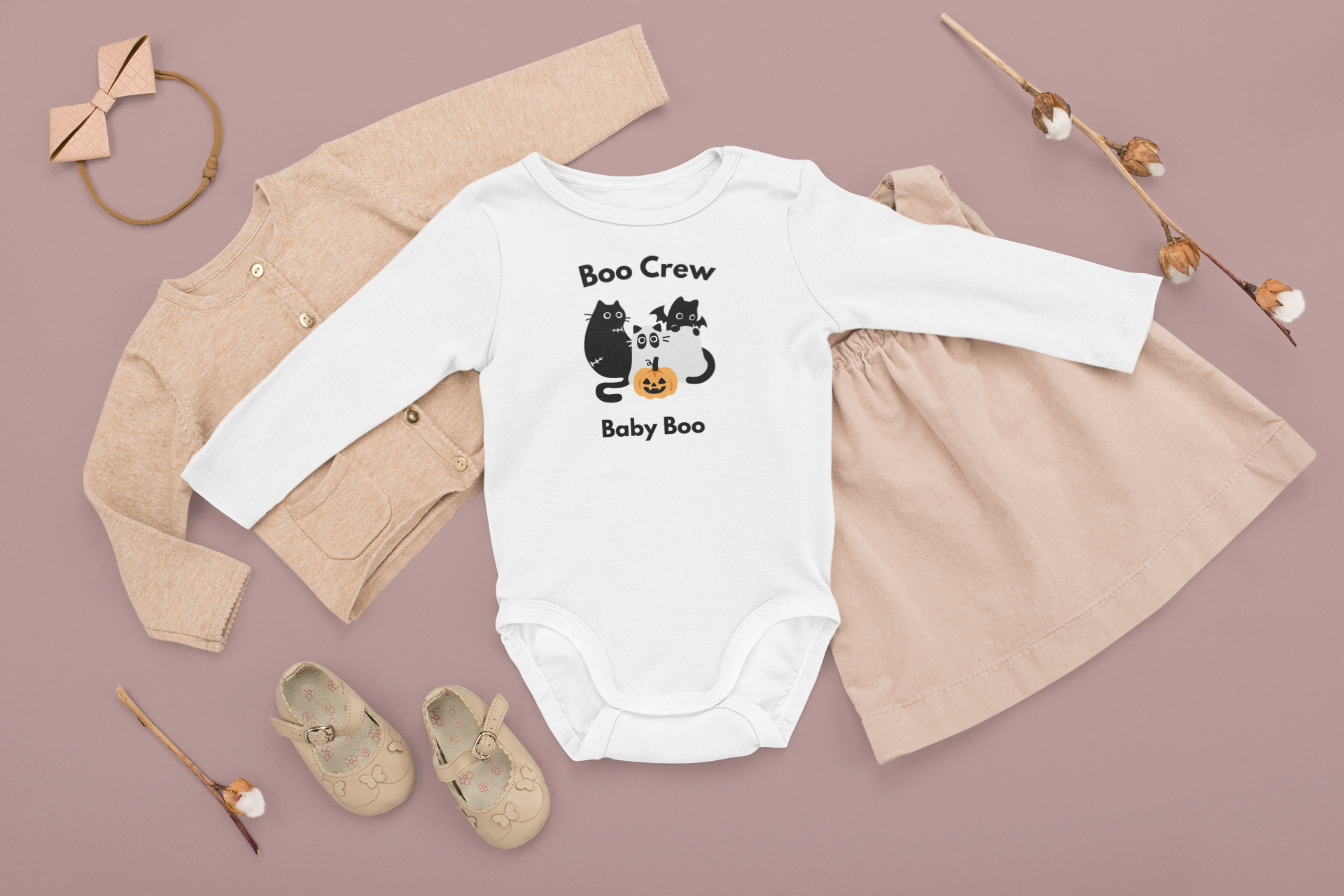 Halloween Baby Bodysuit, Boo Crew Infant Long Sleeve Shirt, Cute Halloween Outfit, Baby Shower Gift, Holiday Infant Apparel product thumbnail image