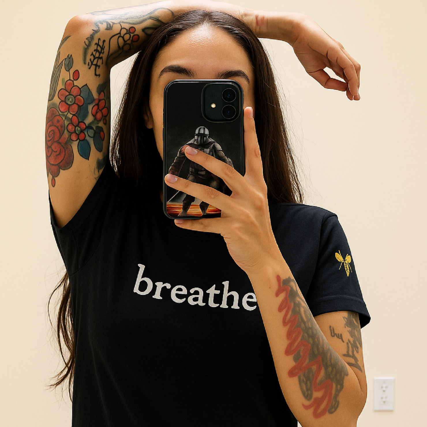 Breathe 100% Cotton Black T-Shirt product thumbnail image