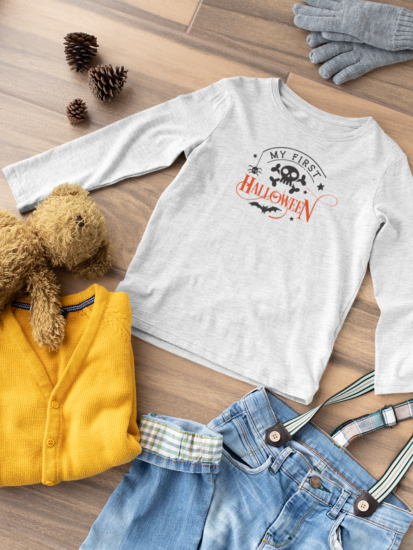 Toddler Long Sleeve Halloween Tee, Halloween Shirt, Scary Toddler T-Shirt, Toddler Costume Top, Spooky Tee for Kids product thumbnail image