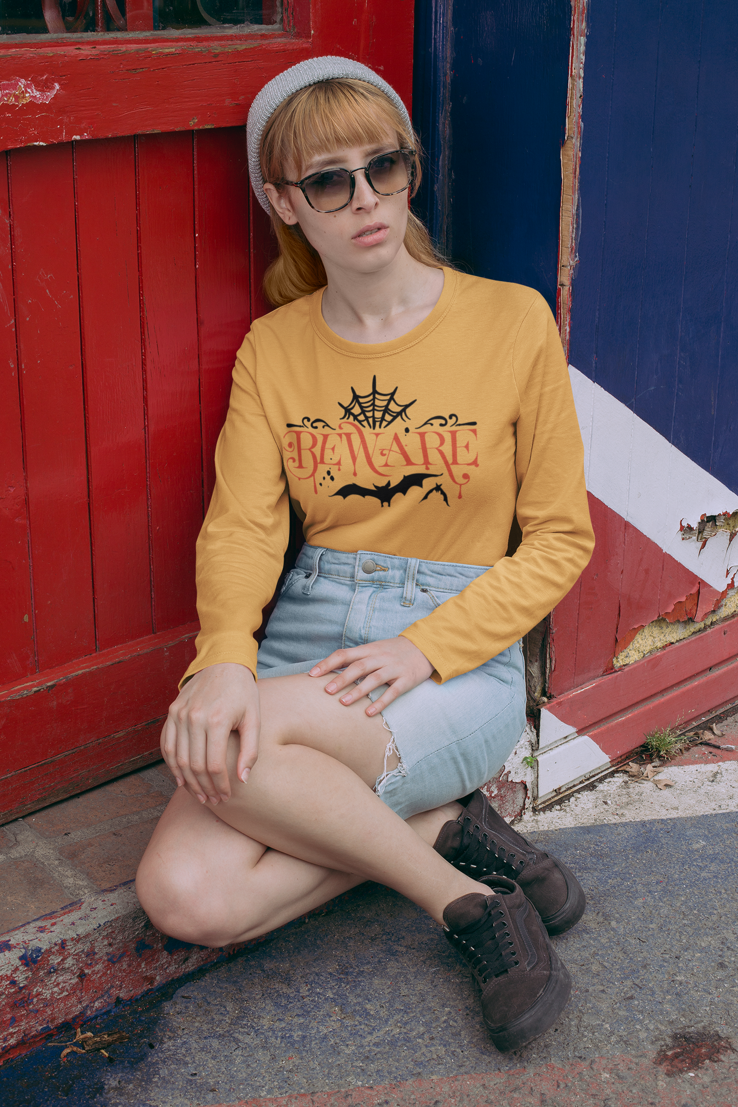 Beware Halloween Long Sleeve Tee, Unisex Spooky Shirt, October Festive Wear, Ghostly Party Top, Trick or Treat Apparel product thumbnail image