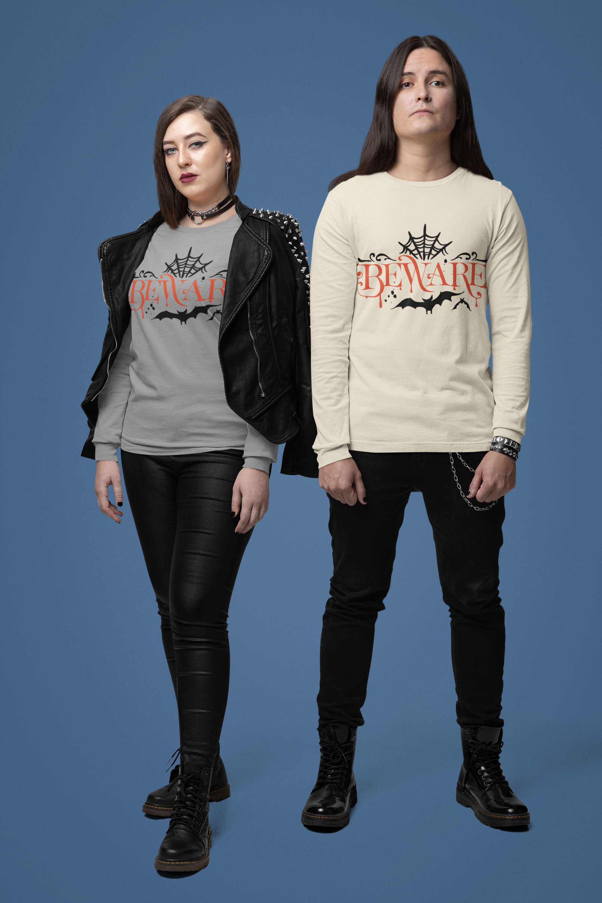 Beware Halloween Long Sleeve Tee, Unisex Spooky Shirt, October Festive Wear, Ghostly Party Top, Trick or Treat Apparel product thumbnail image