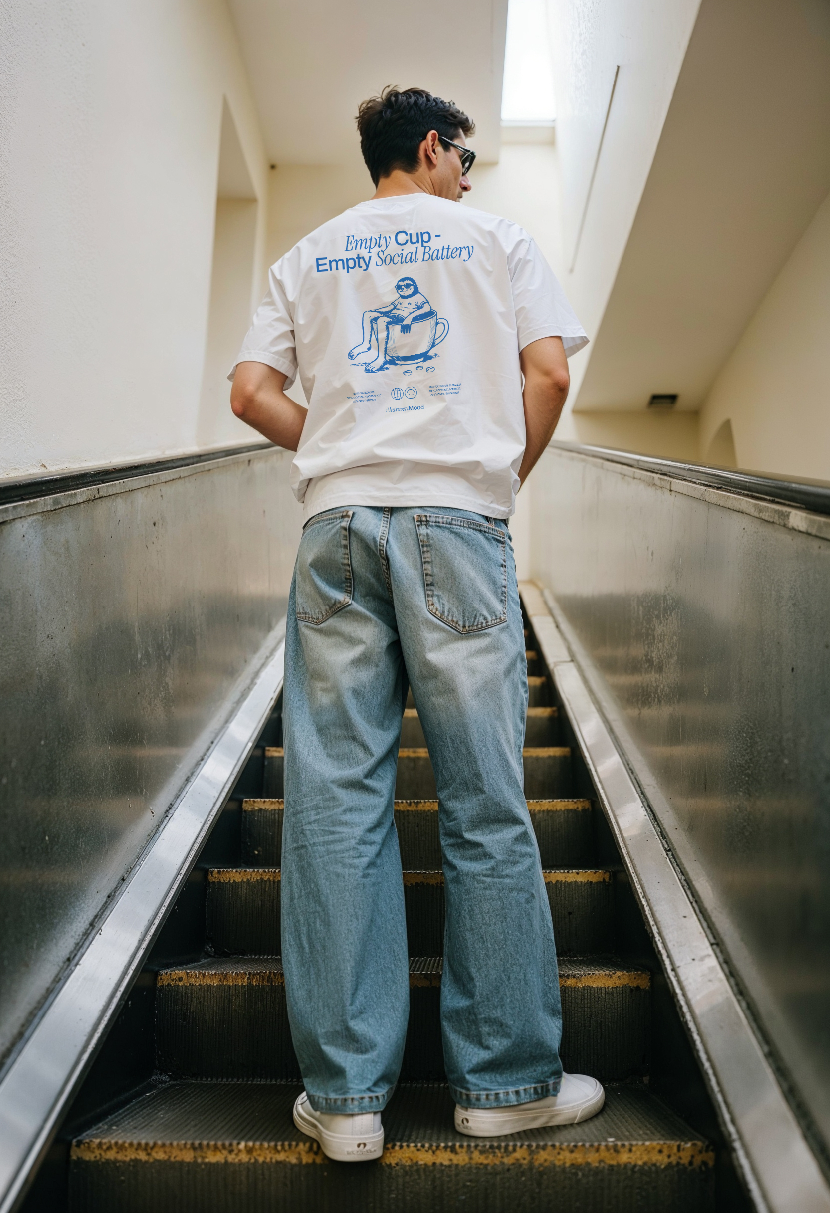 Empty Cup - Empty Social Energy | Unisex T-shirt | Front & back print product thumbnail image Empty Cup - Empty Social Energy | Unisex T-shirt | Front & back print product thumbnail image