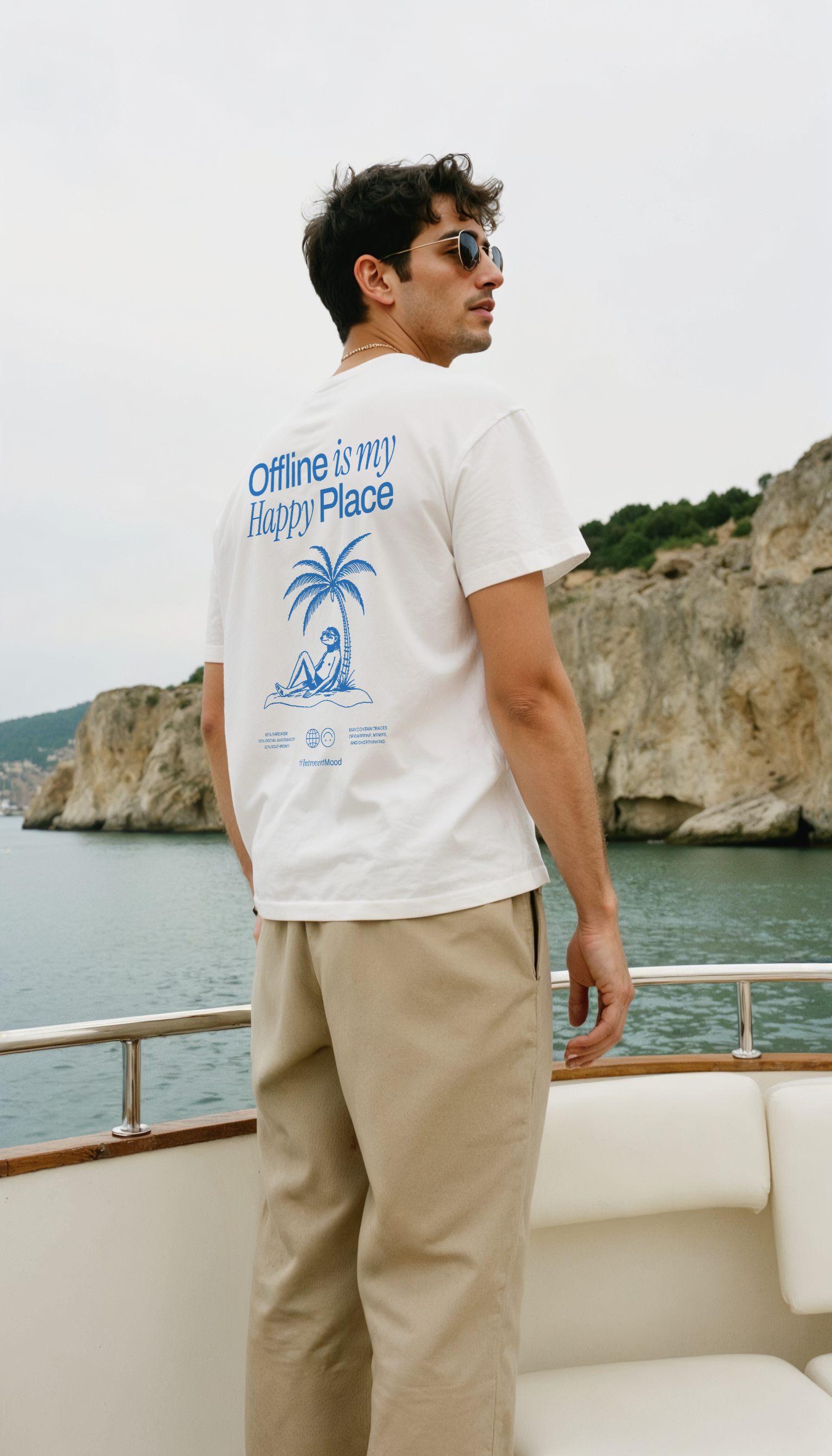 Offline is my Happy Place | Unisex T-shirt | Front & back print product thumbnail image Offline is my Happy Place | Unisex T-shirt | Front & back print product thumbnail image