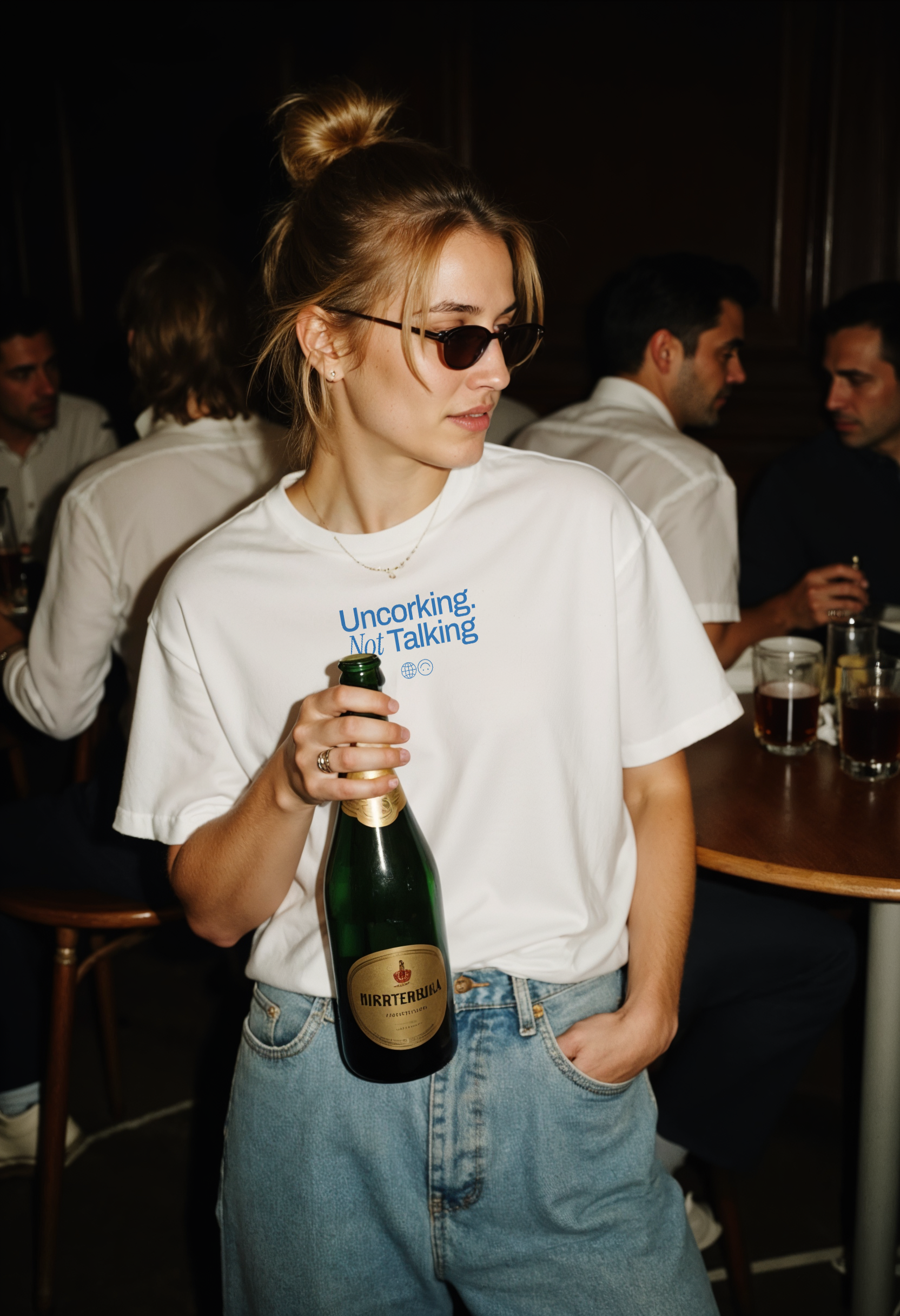 Uncorking. Not Talking | Unisex T-shirt | Front & back print product thumbnail image Uncorking. Not Talking | Unisex T-shirt | Front & back print product thumbnail image