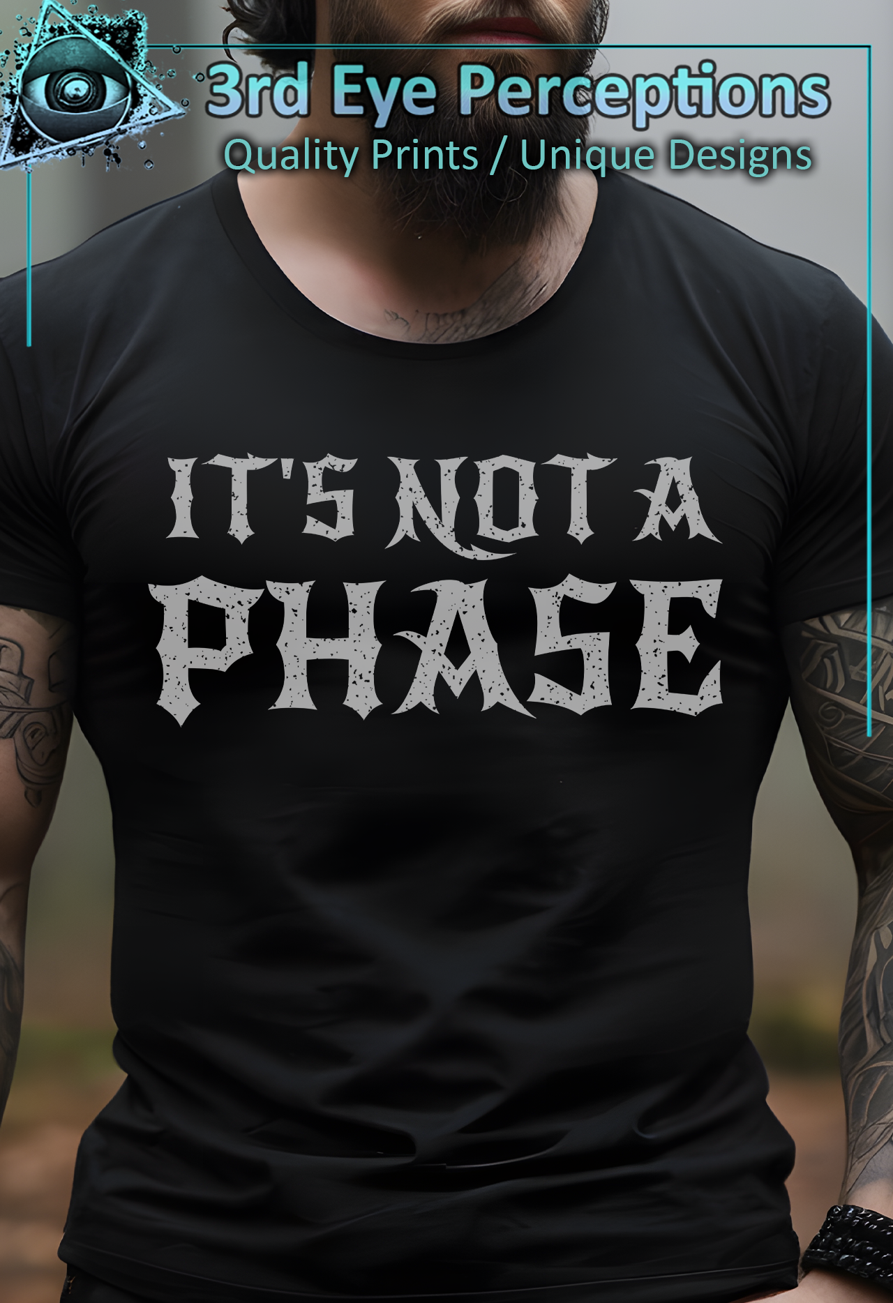 Dark Gothic Bold Font Text Vintage Distressed Graphic It's Not A Phase