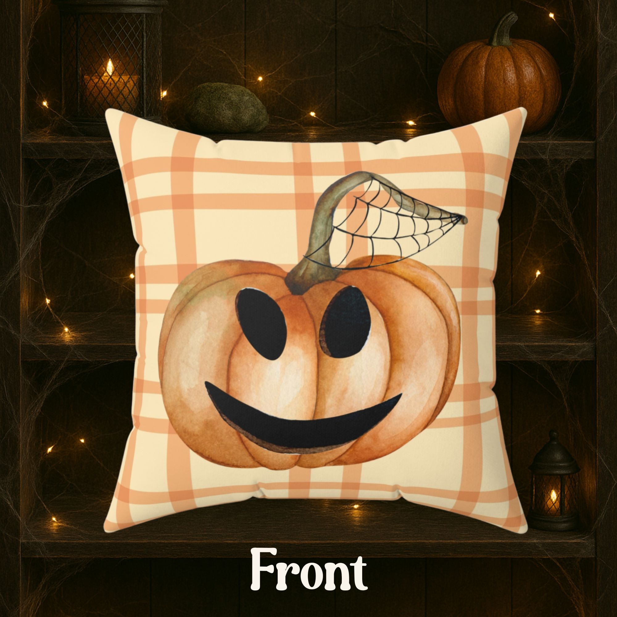 Pumpkin Plaid Jack-o-Lantern Pillow product thumbnail image