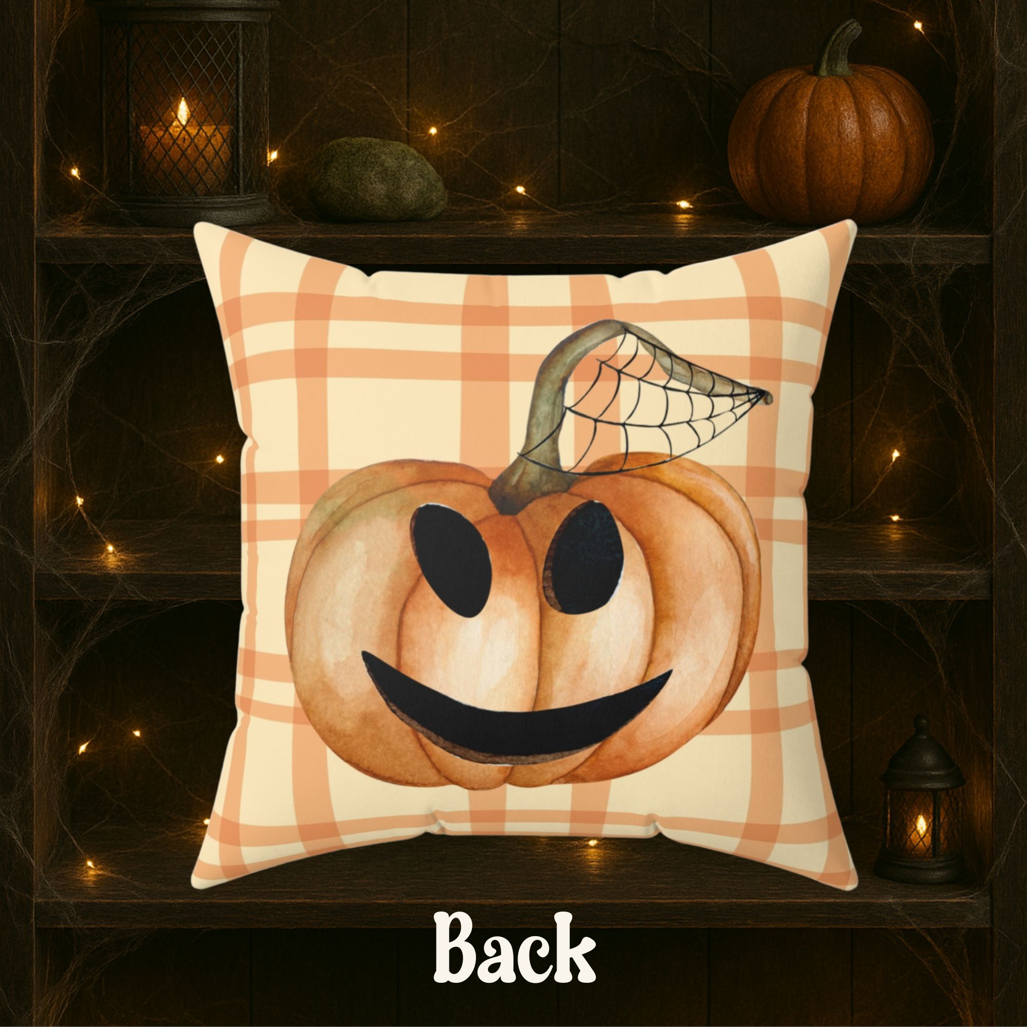 Pumpkin Plaid Jack-o-Lantern Pillow product thumbnail image