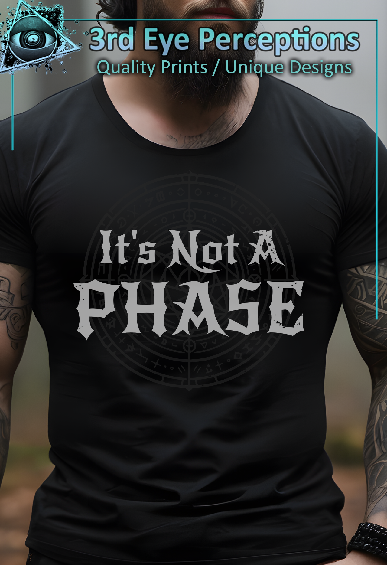 Dark Gothic Bold Font Text Vintage Distressed Graphic Arcane It's Not A Phase product thumbnail image