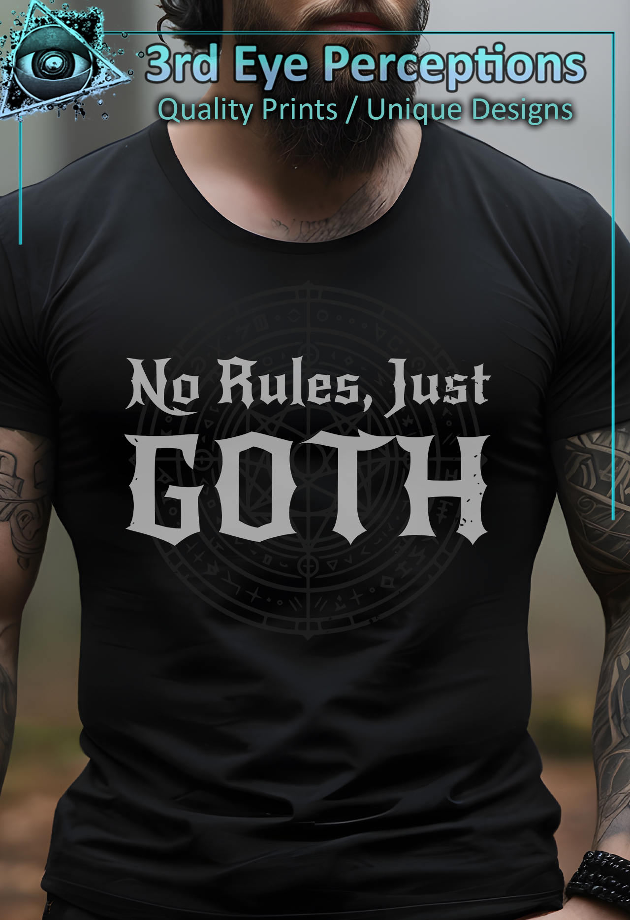 Dark Gothic Bold Font Text Vintage Distressed Graphic No Rules Just Goth product thumbnail image