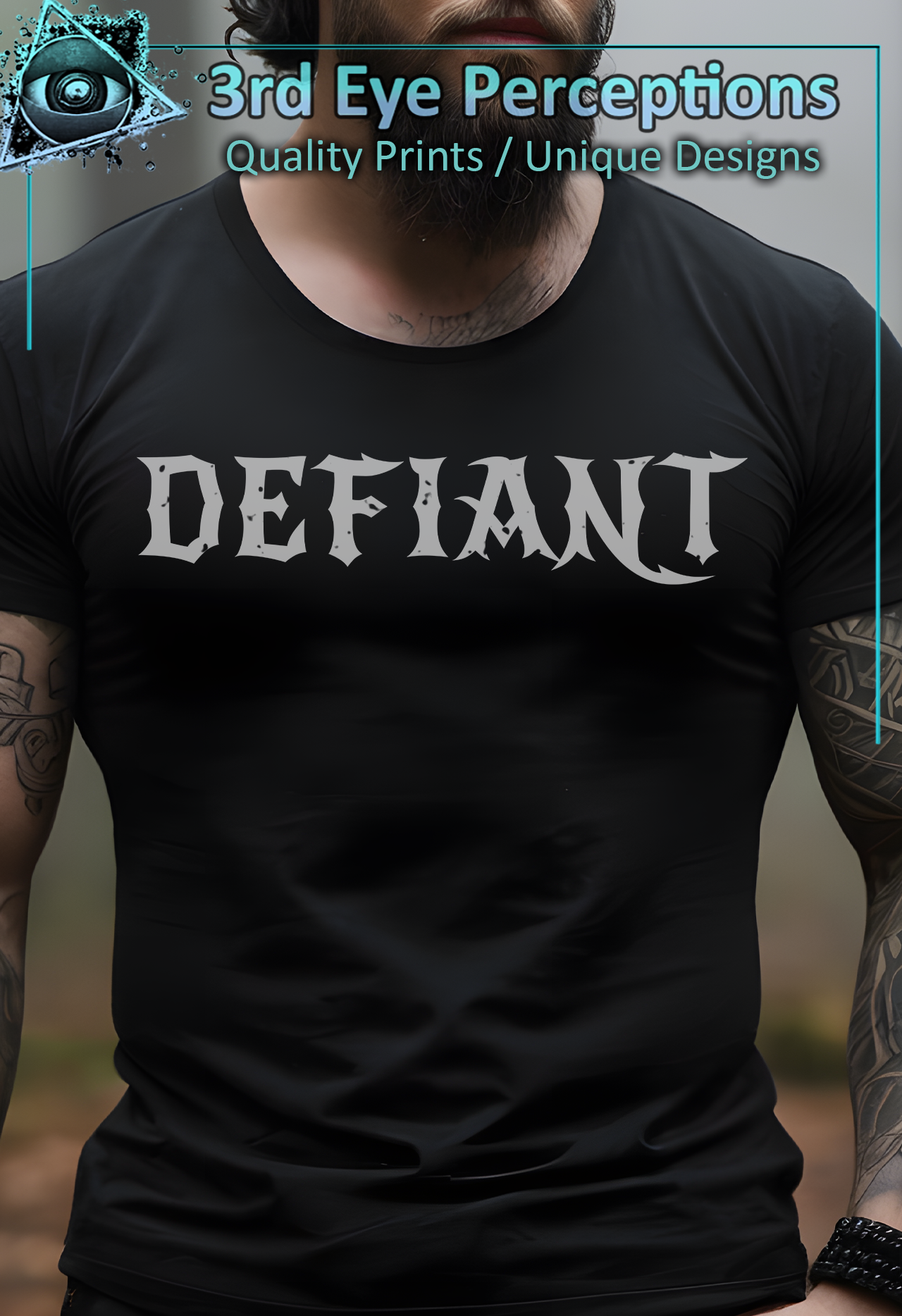 Dark Gothic Bold Font Text Vintage Distressed Graphic Defiant product thumbnail image