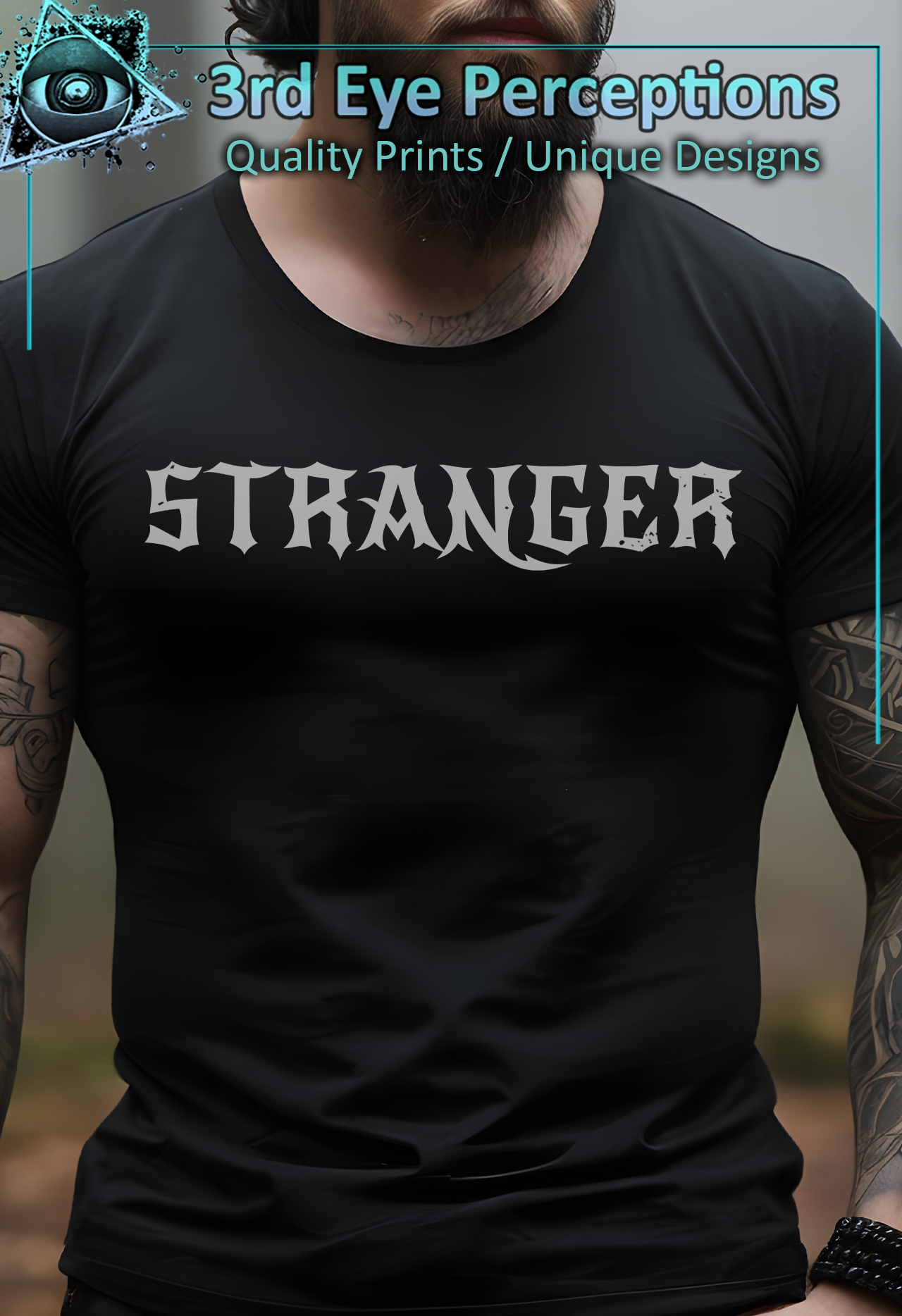 Dark Gothic Bold Font Text Vintage Distressed Graphic Stranger product thumbnail image