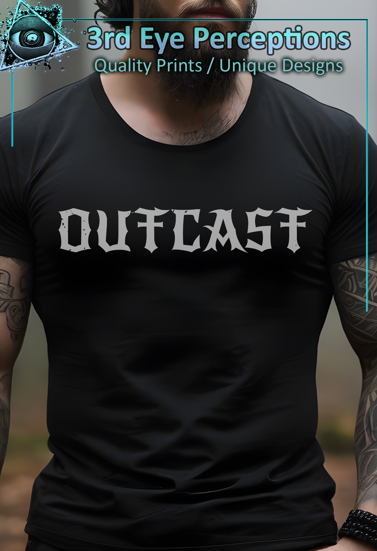 Dark Gothic Bold Font Text Vintage Distressed Graphic Outcast product thumbnail image