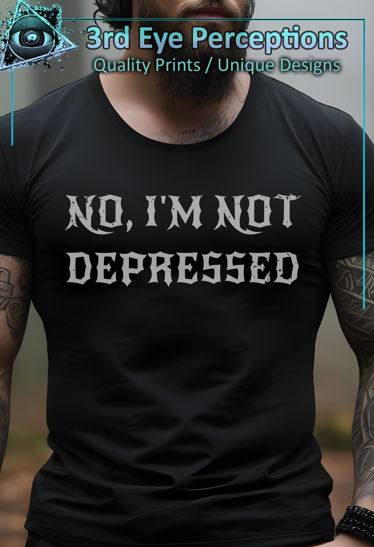 Dark Gothic Bold Font Text Vintage Distressed Graphic Not Depressed product thumbnail image