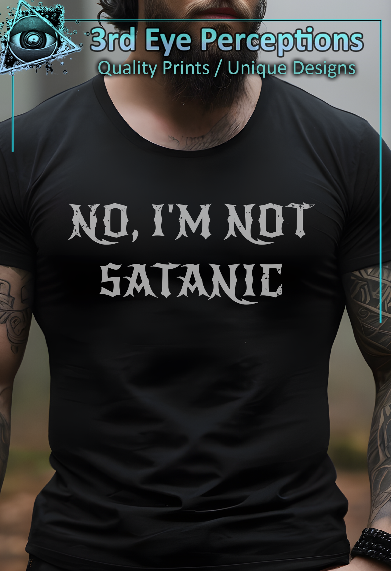 Dark Gothic Bold Font Text Vintage Distressed Graphic Not Satanic