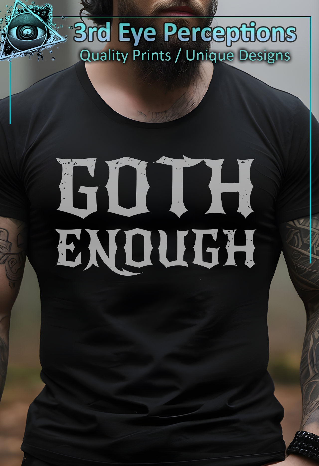 Dark Gothic Bold Font Text Vintage Distressed Graphic Goth Enough product thumbnail image