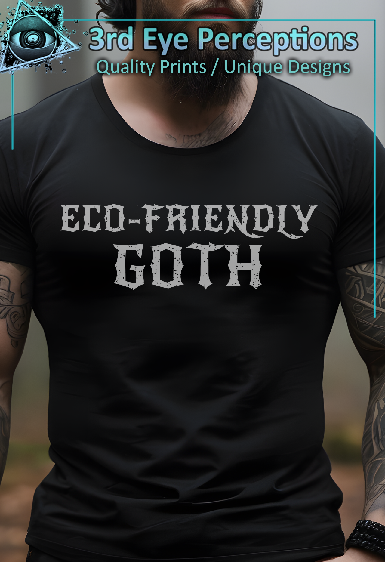 Dark Gothic Bold Font Text Vintage Distressed Graphic Eco Friendly Goth