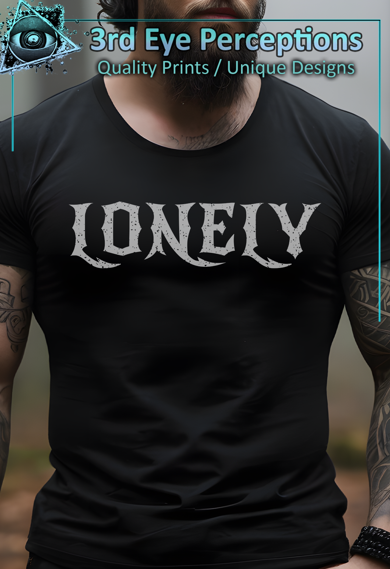 Dark Gothic Bold Font Text Vintage Distressed Graphic Lonely Emotional product thumbnail image