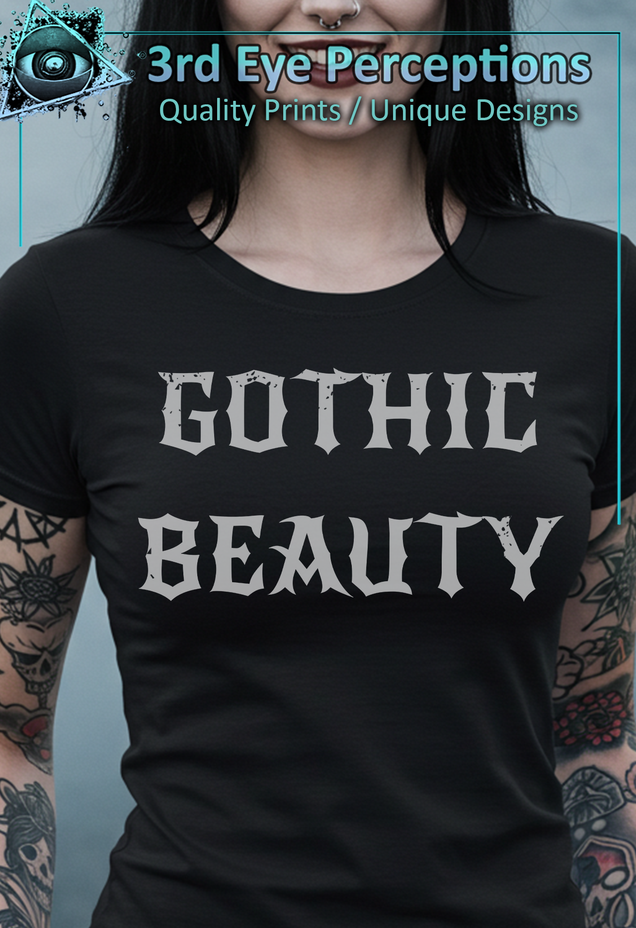 Dark Gothic Bold Font Text Vintage Distressed Graphic Gothic Beauty