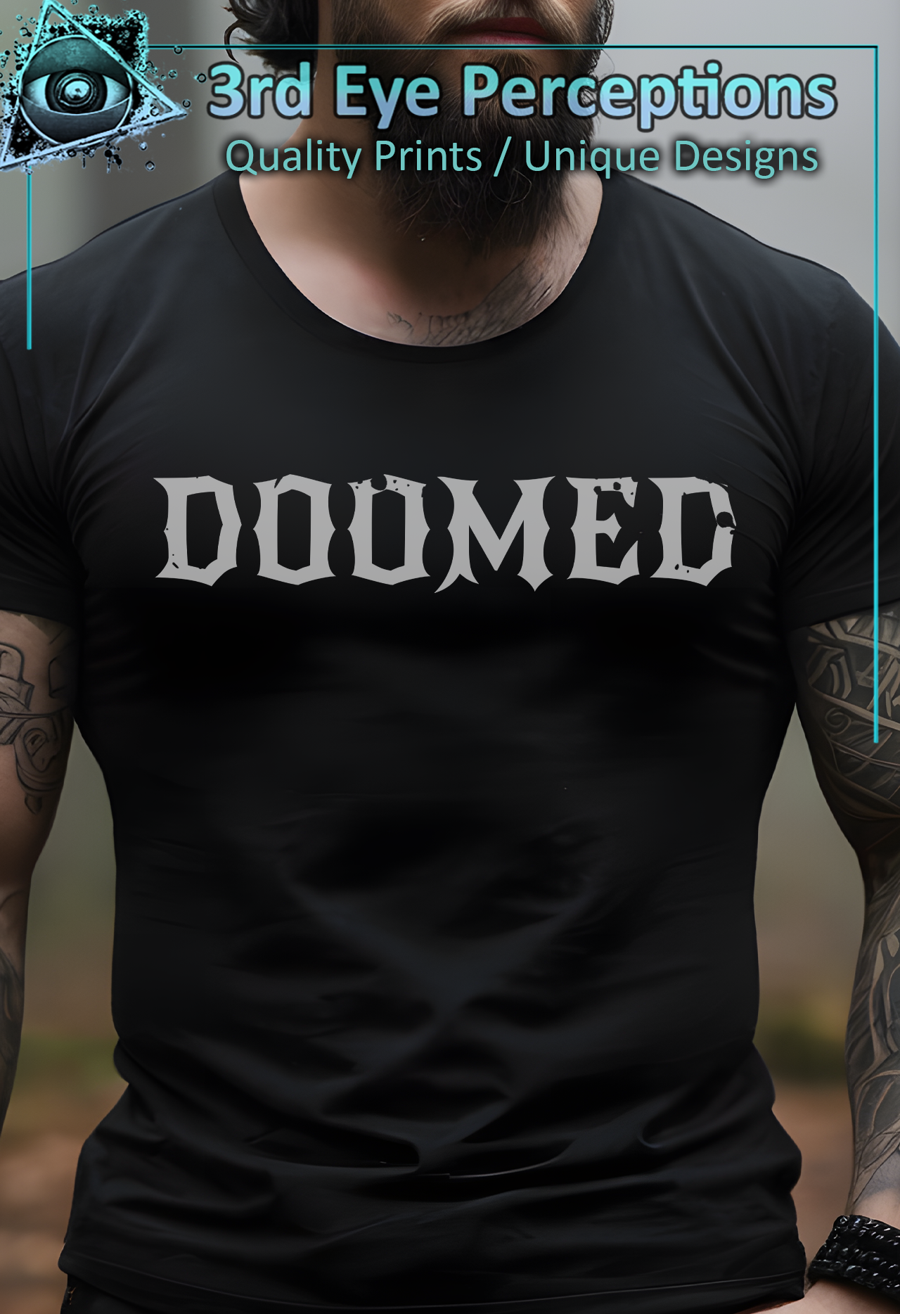 Dark Gothic Bold Font Text Vintage Distressed Graphic Doomed product thumbnail image