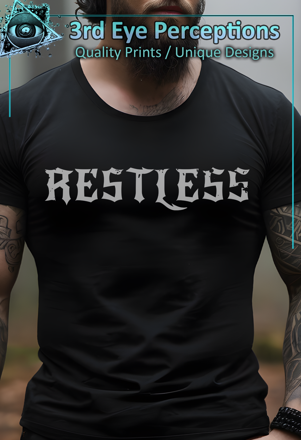 Dark Gothic Bold Font Text Vintage Distressed Graphic Restless product thumbnail image