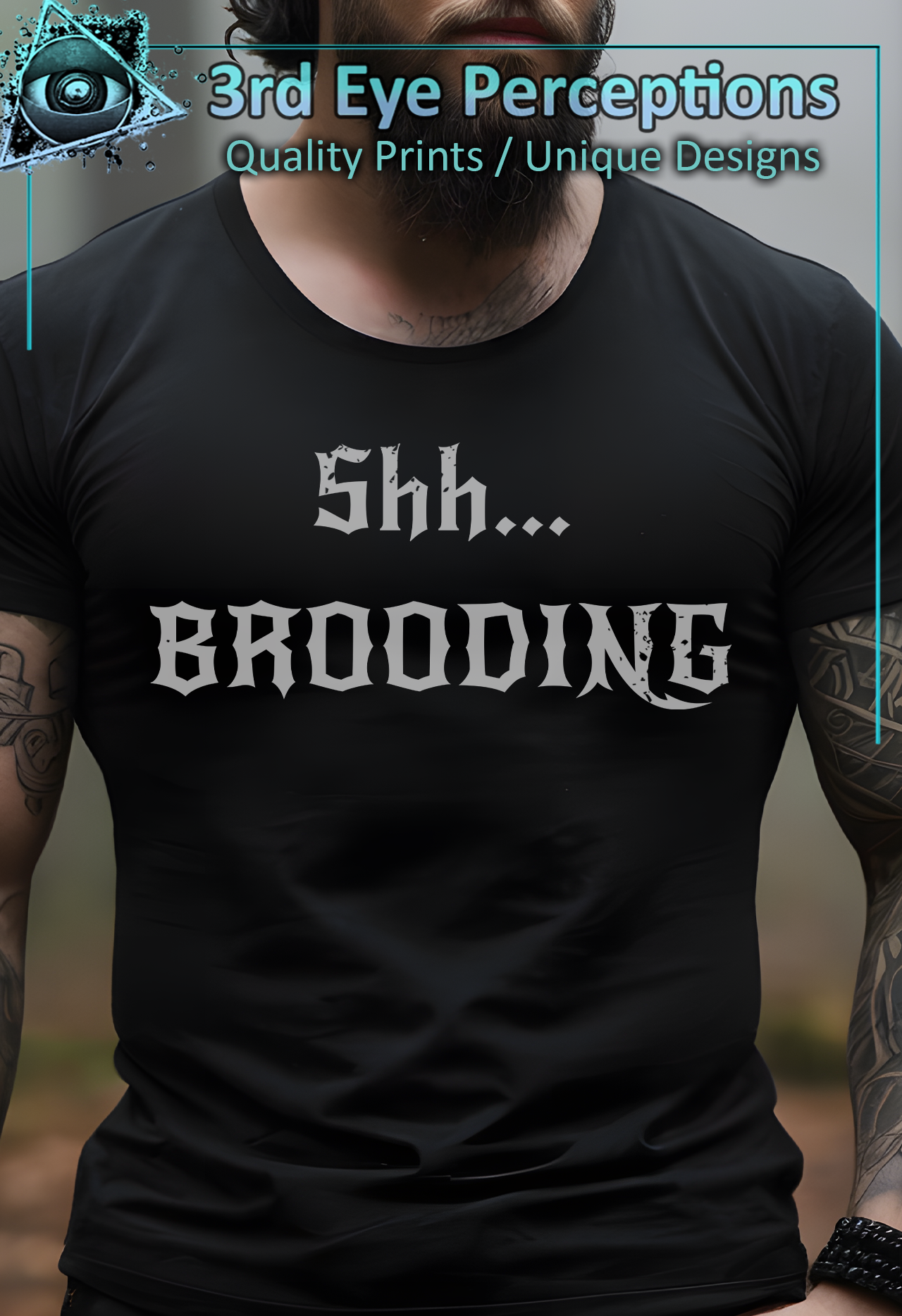 Dark Gothic Bold Font Text Vintage Distressed Graphic Shh Brooding