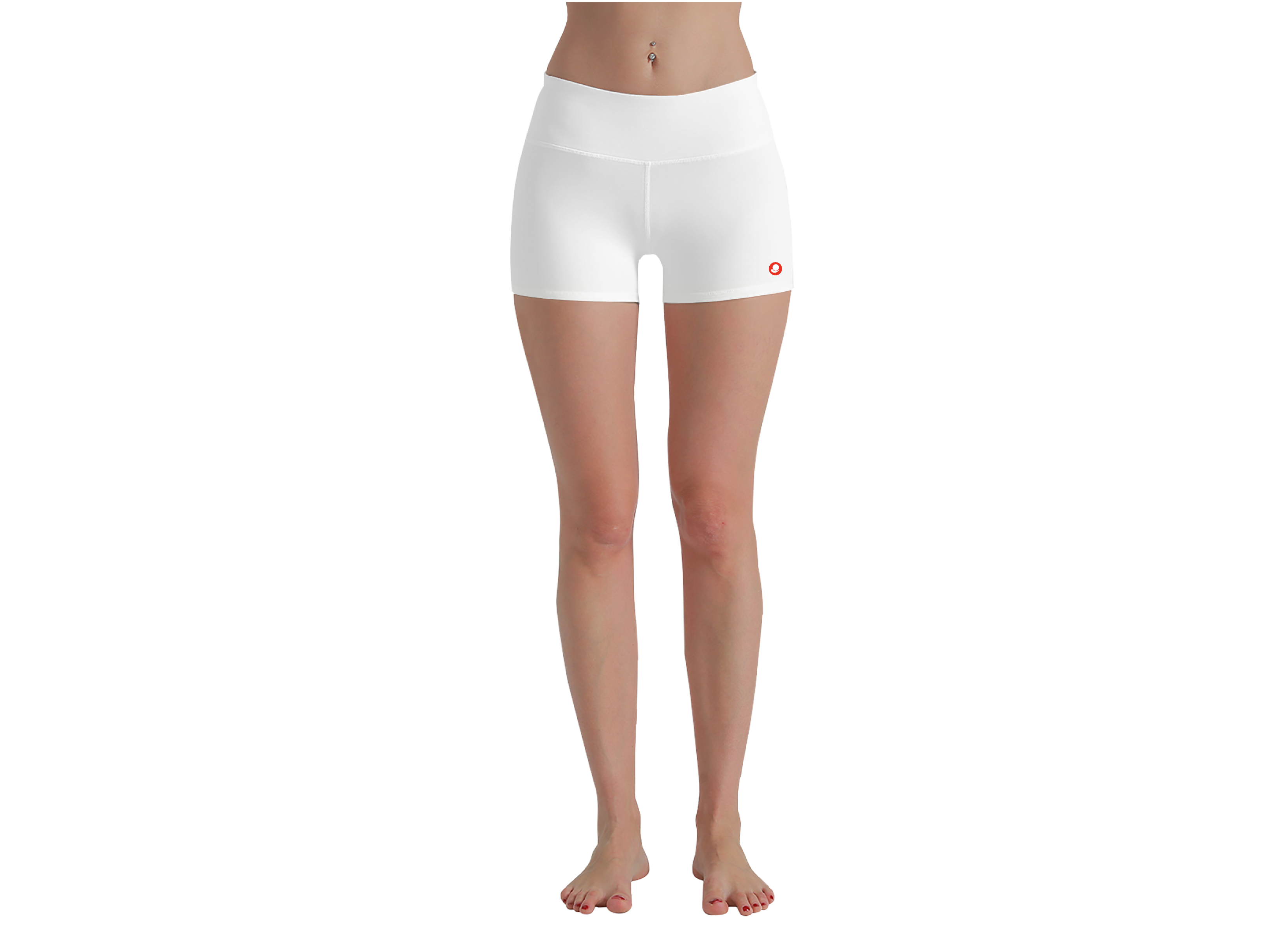 White Women Yoga Shorts by YOTC - Comfy Athletic Women's Polyester Shorts product thumbnail image
