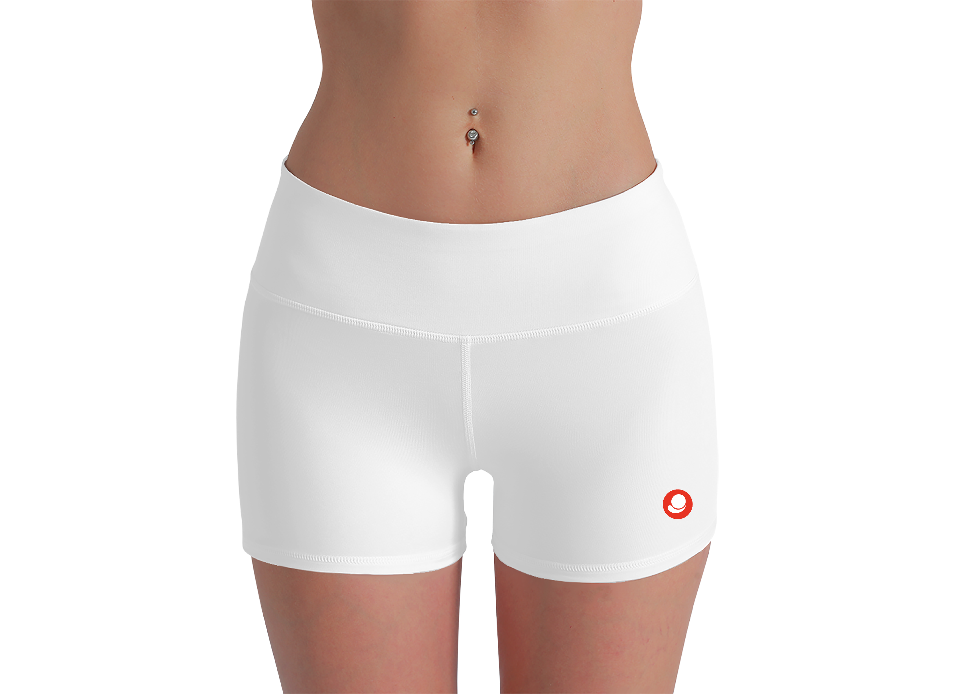 White Women Yoga Shorts by YOTC - Comfy Athletic Women's Polyester Shorts product thumbnail image