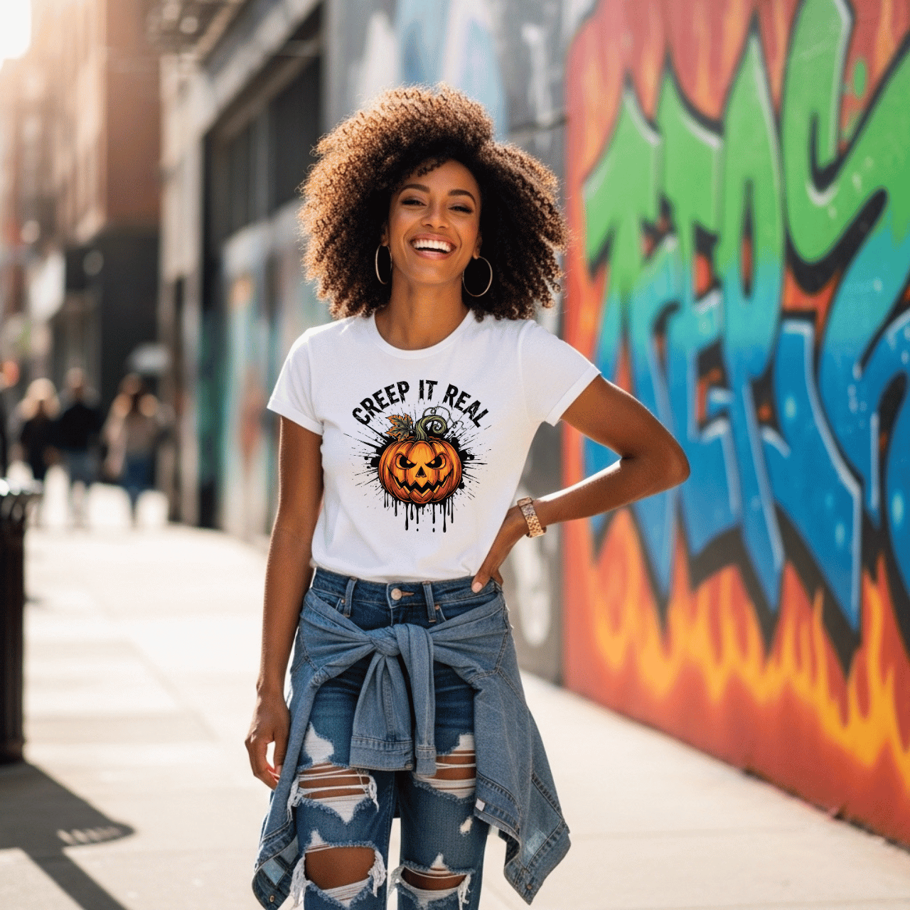 Creepin’ It Real Halloween V-Neck Tee – Fearless & Fun Graphic Shirt Creepin’ It Real Halloween V-Neck Tee – Fearless & Fun Graphic Shirt