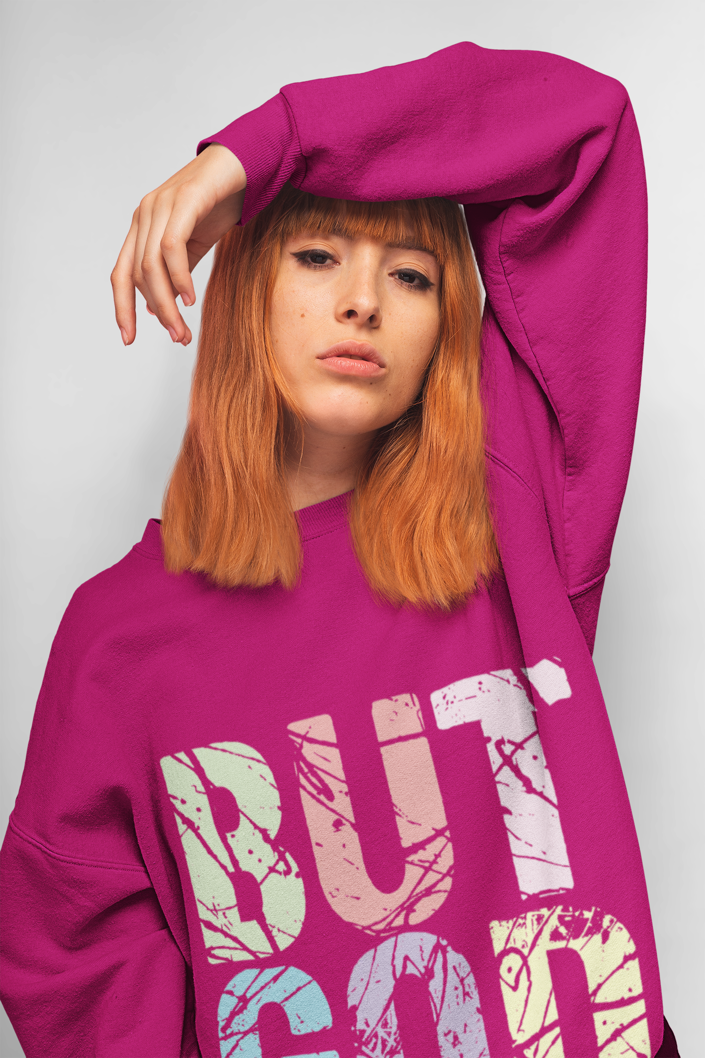 But God Cyber Pink- Unisex NuBlend® Crewneck Sweatshirt product thumbnail image