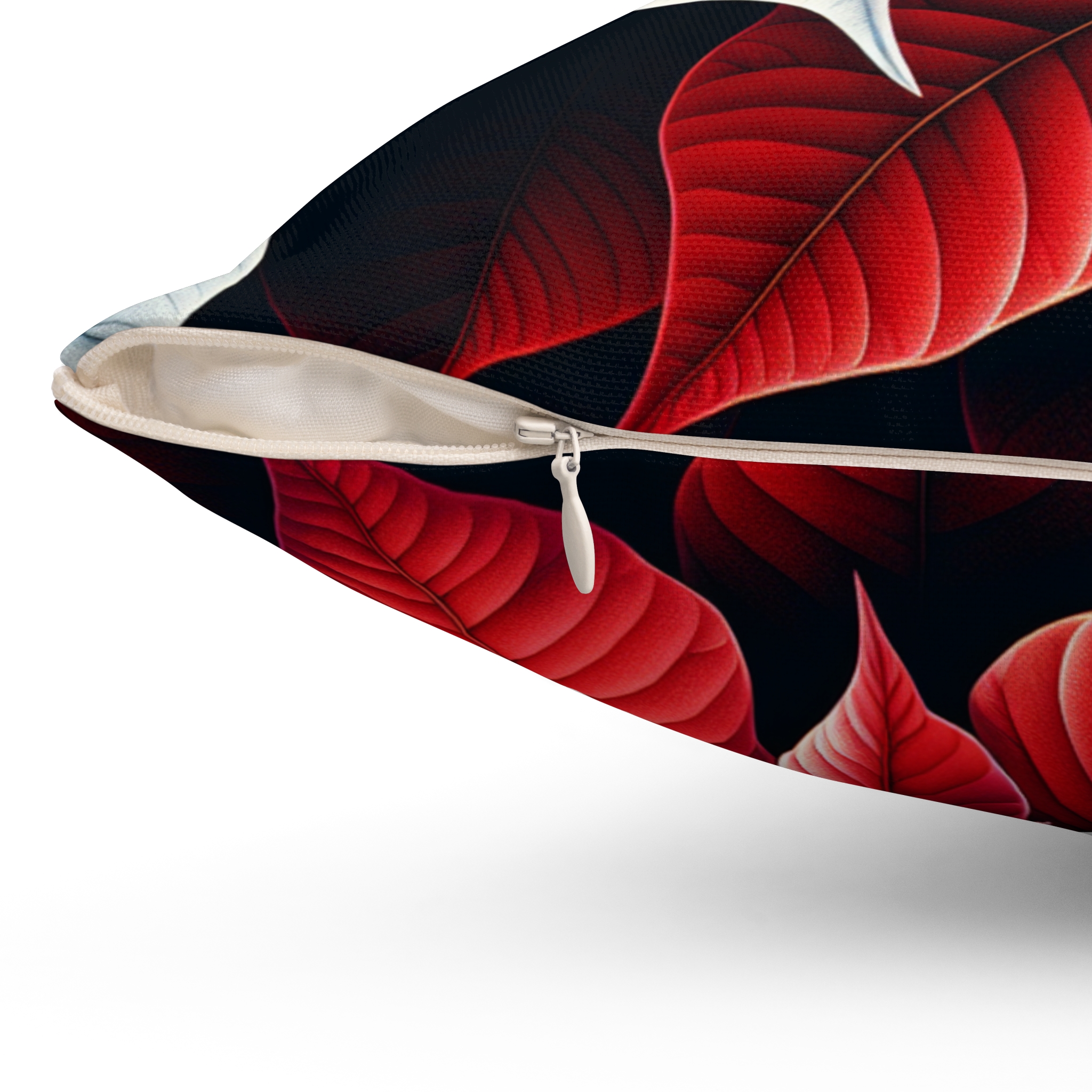 Poinsettia Floral Throw Pillow, Poinsettia Decor, Home Accent, Holiday Decoration, Gift for Her, Cozy Living Room product thumbnail image