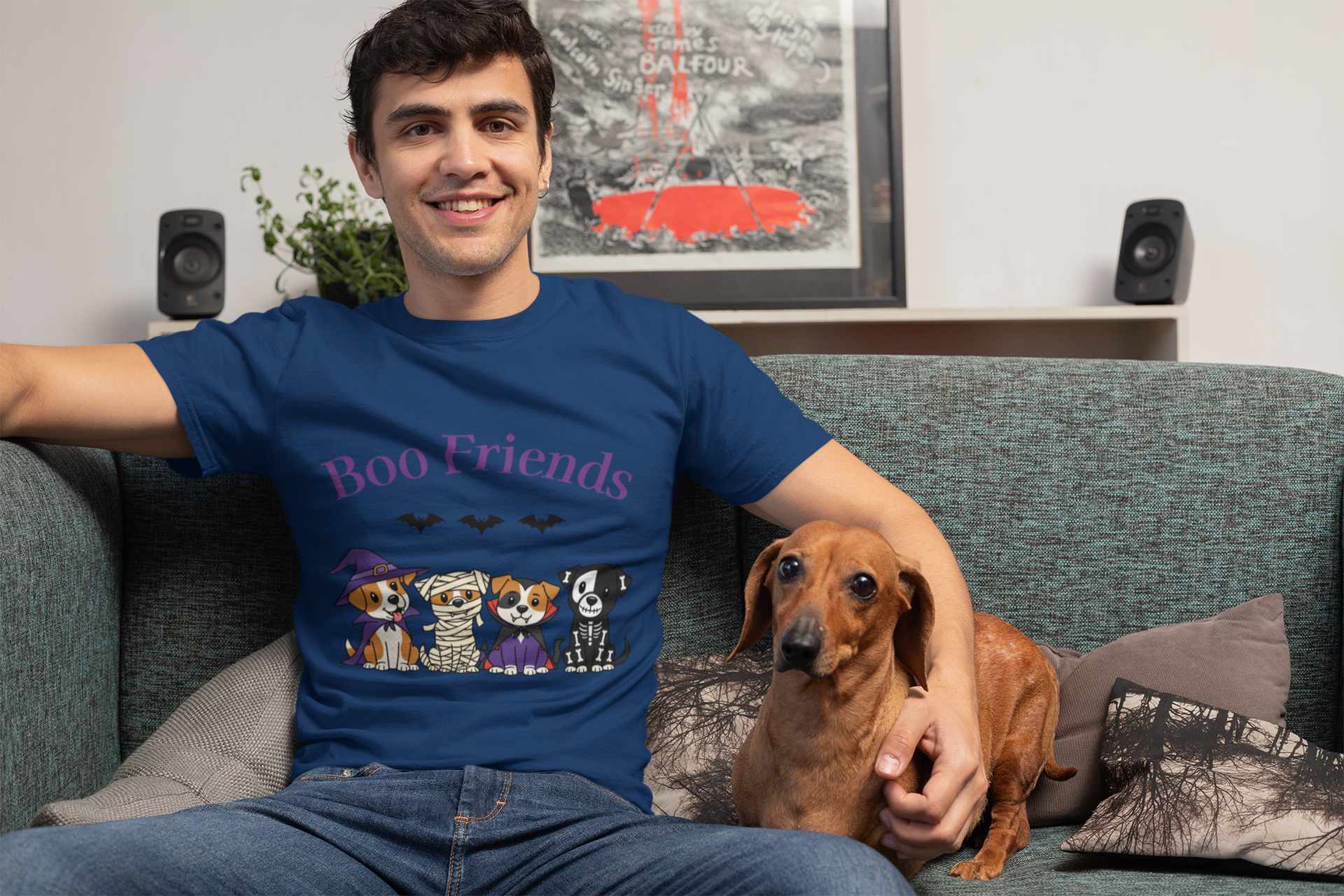 Halloween Dog Lovers Tee, Boo Friends Shirt, Unisex Graphic T-Shirt, Spooky Pet Apparel, Fall Celebration Clothing product thumbnail image