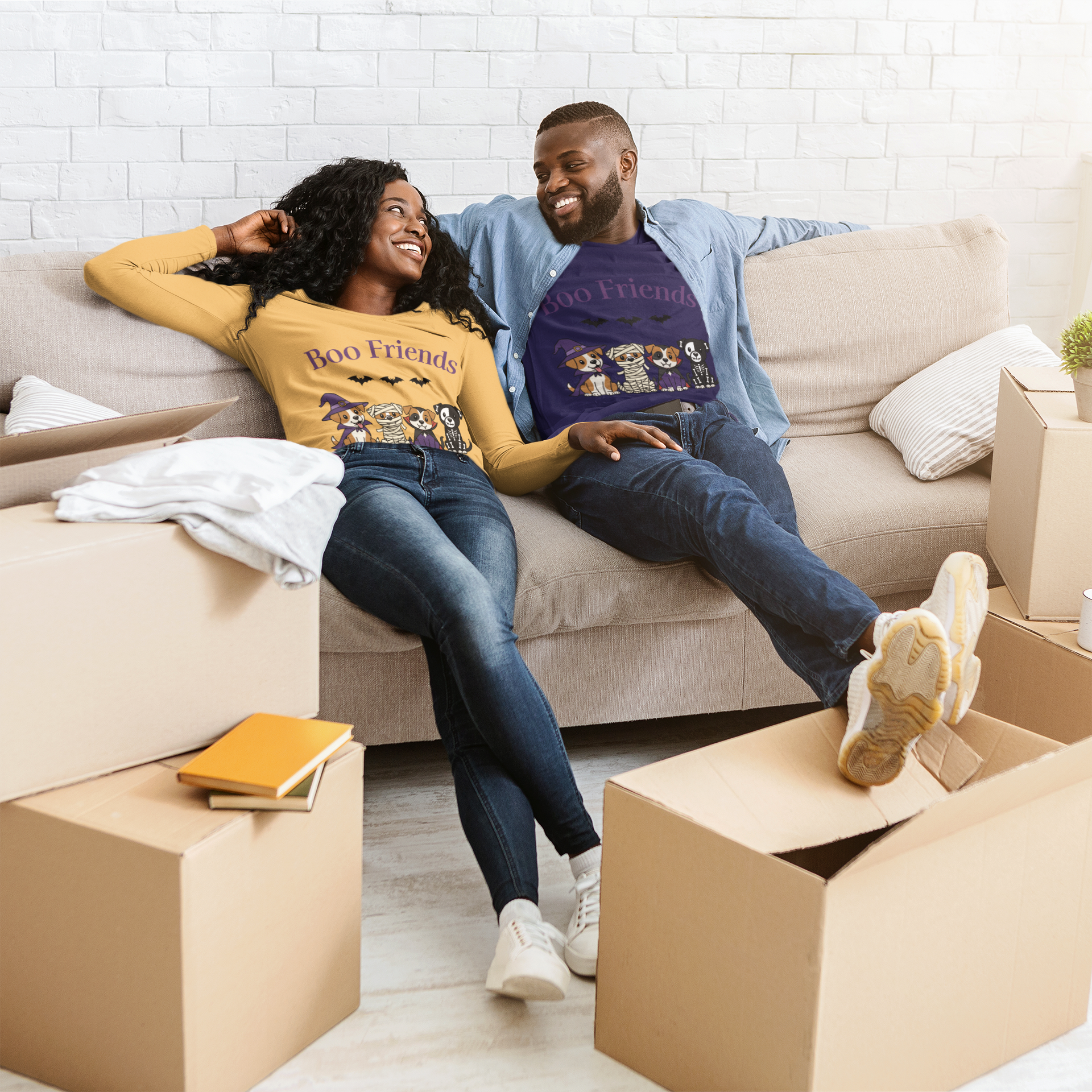 Cute Halloween Dog Friends Long Sleeve Tee, Halloween T-Shirt, Pet Lovers Gift, Fall Apparel, Boo Friends Tee product thumbnail image Cute Halloween Dog Friends Long Sleeve Tee, Halloween T-Shirt, Pet Lovers Gift, Fall Apparel, Boo Friends Tee product thumbnail image