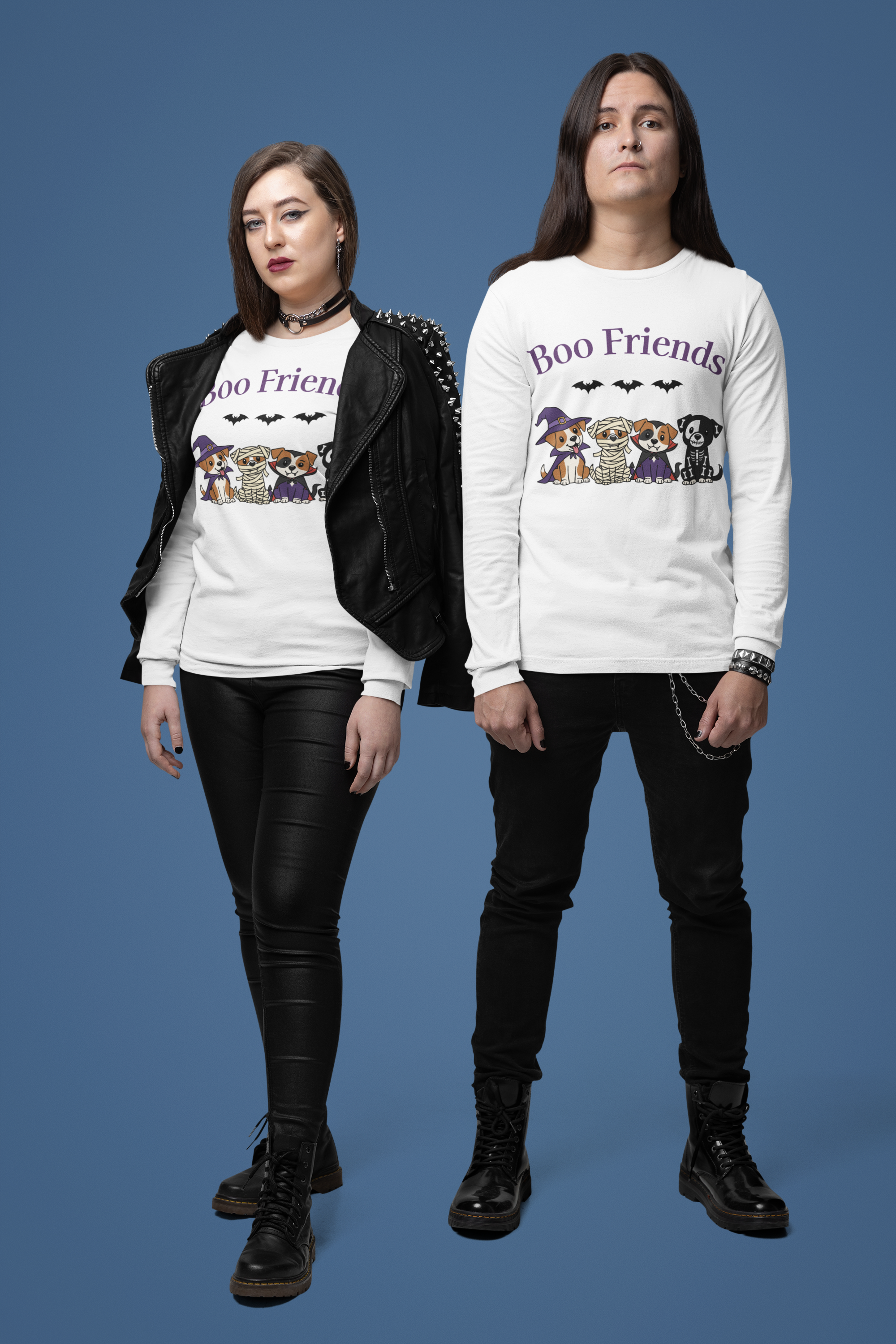 Cute Halloween Dog Friends Long Sleeve Tee, Halloween T-Shirt, Pet Lovers Gift, Fall Apparel, Boo Friends Tee product thumbnail image Cute Halloween Dog Friends Long Sleeve Tee, Halloween T-Shirt, Pet Lovers Gift, Fall Apparel, Boo Friends Tee product thumbnail image