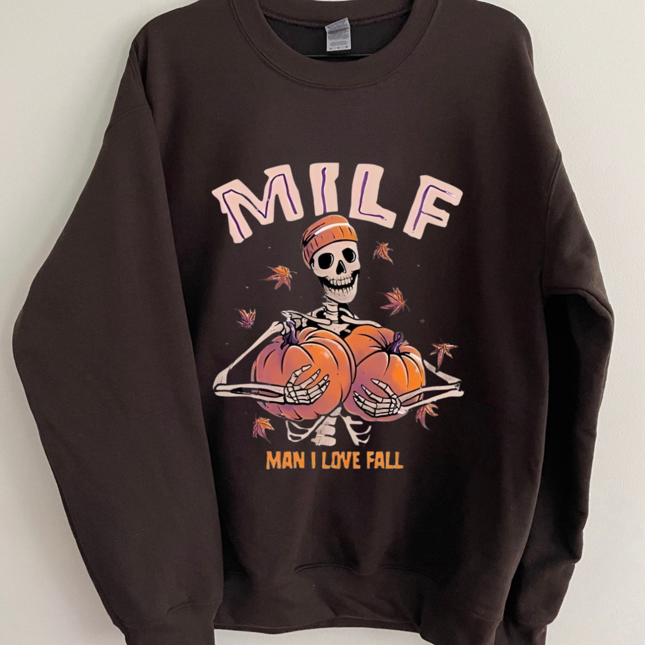 ๐๐ Fall Vibes Skeleton Sweatshirt - Cozy Autumn Apparel, Halloween Gift, Unisex Crewneck, MILF Design, Casual Layers ๐๐ Fall Vibes Skeleton Sweatshirt - Cozy Autumn Apparel, Halloween Gift, Unisex Crewneck, MILF Design, Casual Layers