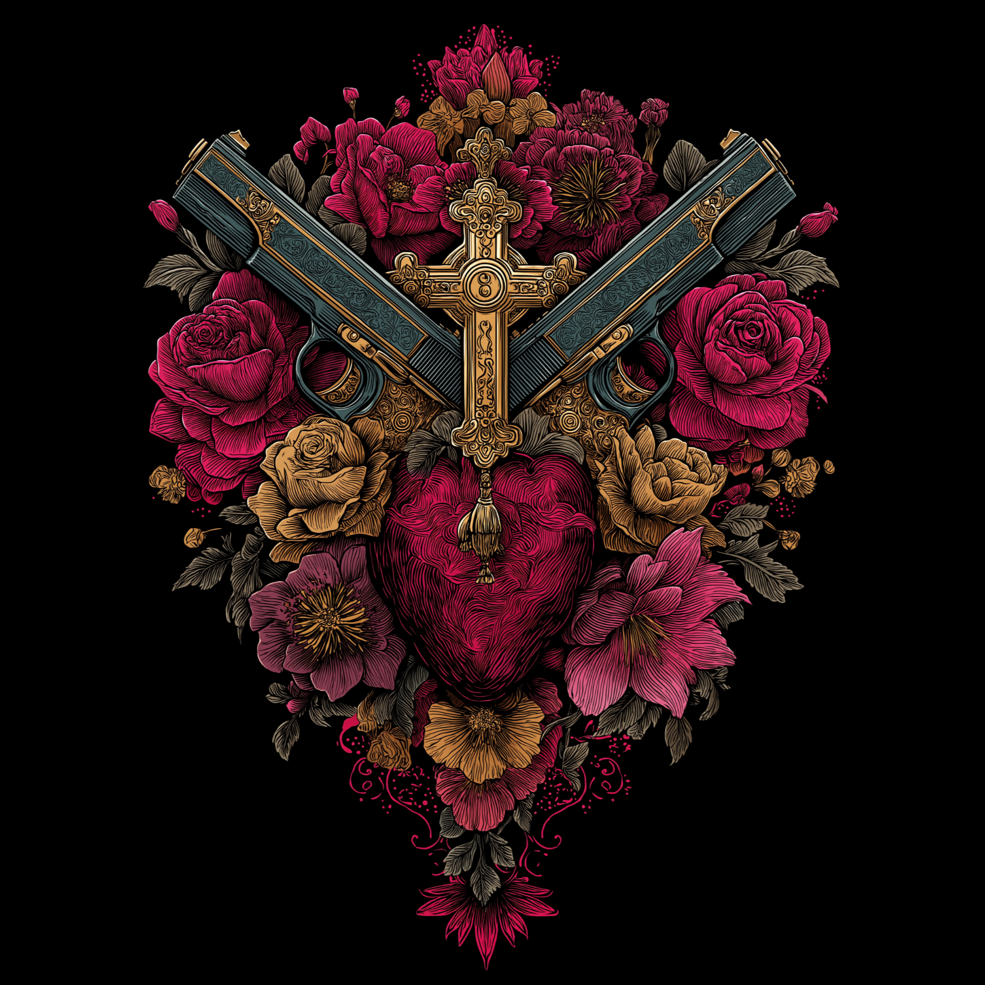 Sacré-Cœur 909, a rebellious sophistication - Unisex T-shirt with baroque design product thumbnail image