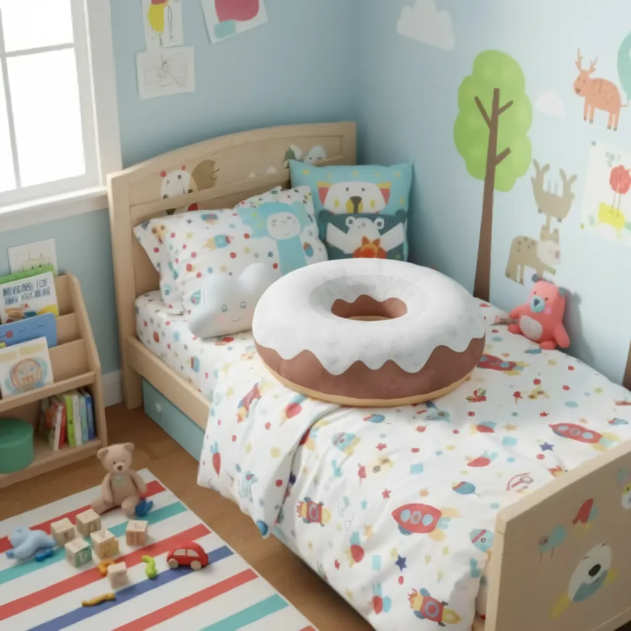 Chocolate Donut Pillow (White Frosting)-Shaped | Fun Home Décor product thumbnail image Chocolate Donut Pillow (White Frosting)-Shaped | Fun Home Décor product thumbnail image