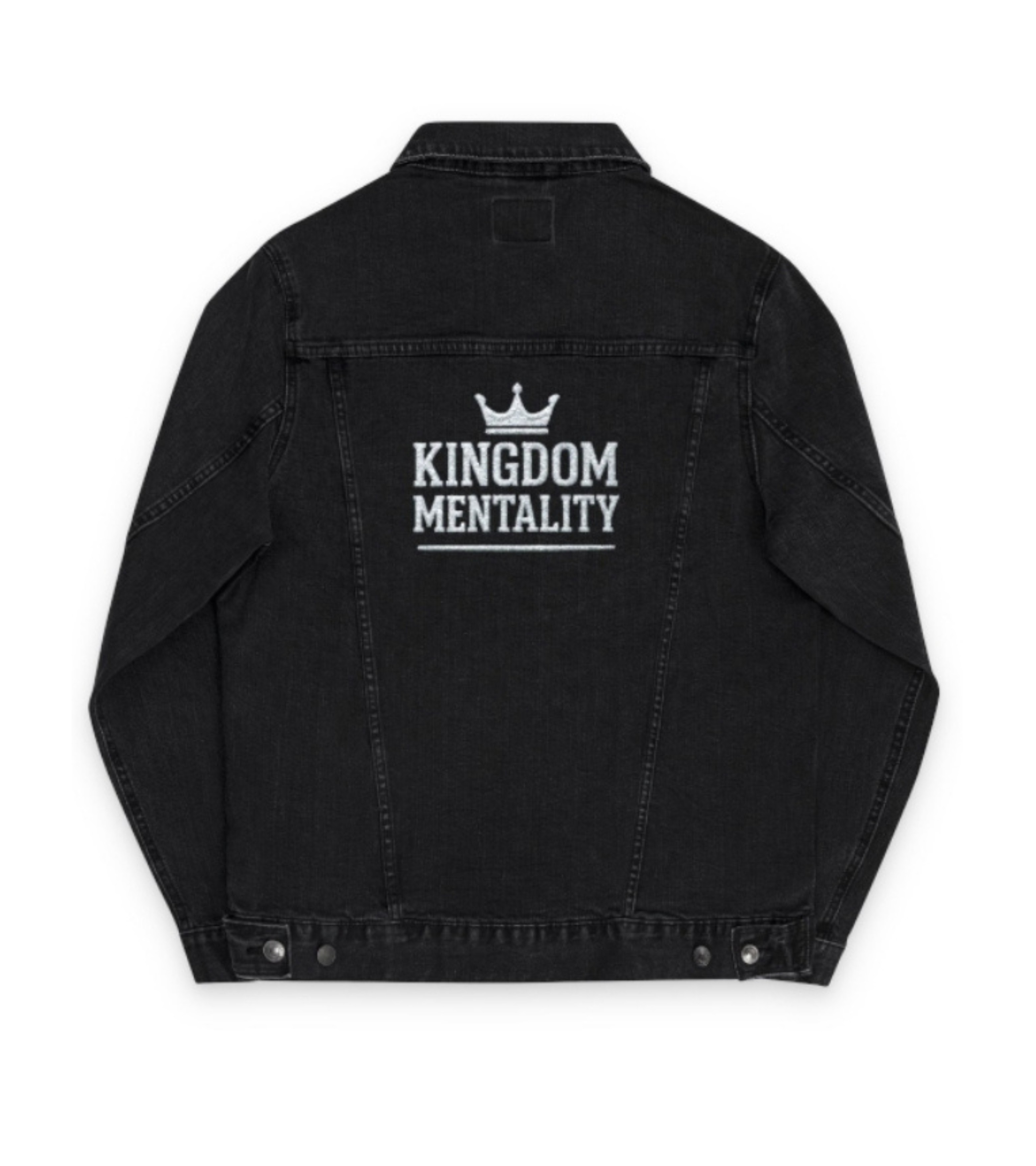 Embroidered Denim Jacket - Kingdom Mentality Streetwear For Believers Of The Way product thumbnail image Embroidered Denim Jacket - Kingdom Mentality Streetwear For Believers Of The Way product thumbnail image