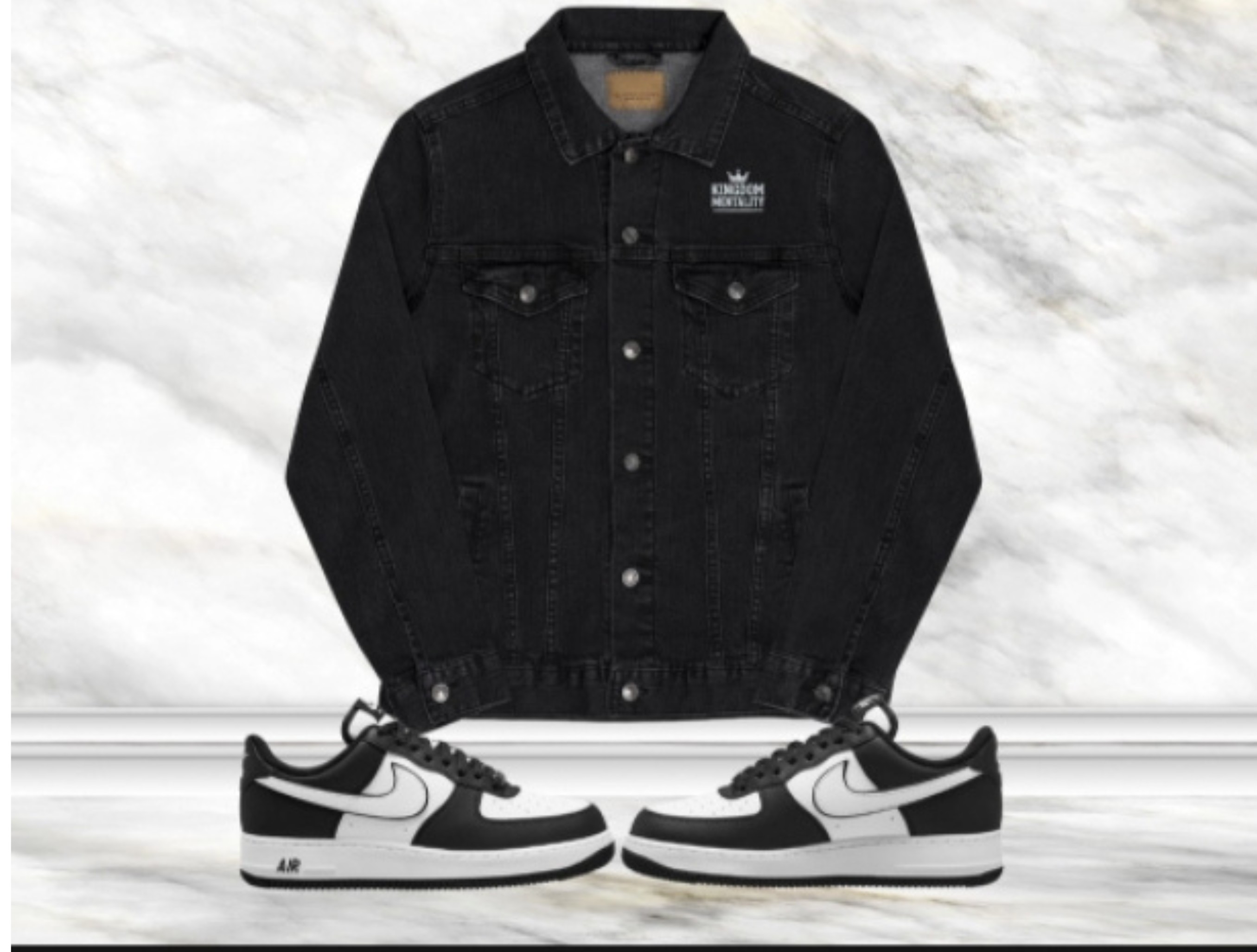 Embroidered Denim Jacket - Kingdom Mentality Streetwear For Believers Of The Way product thumbnail image Embroidered Denim Jacket - Kingdom Mentality Streetwear For Believers Of The Way product thumbnail image
