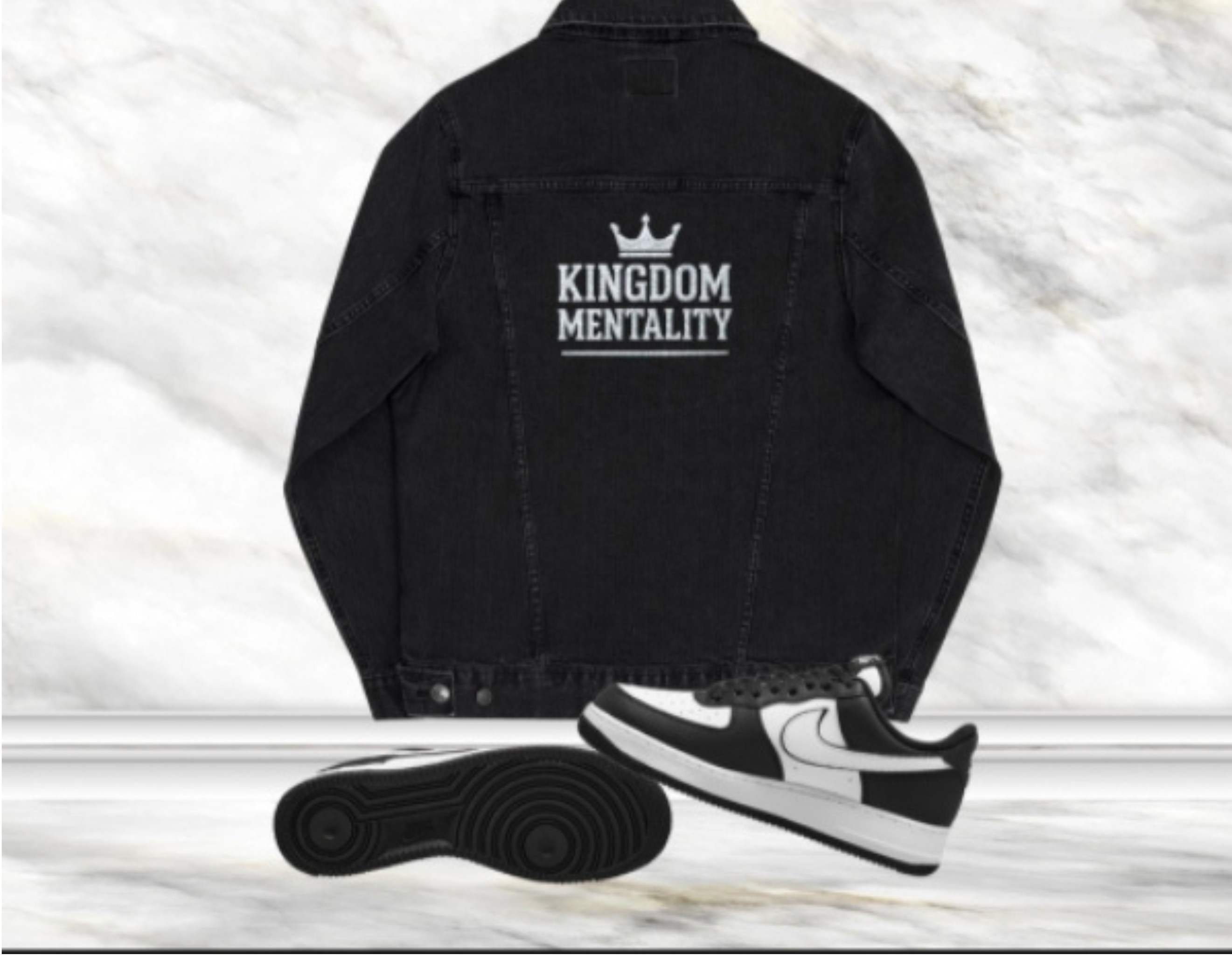 Embroidered Denim Jacket - Kingdom Mentality Streetwear For Believers Of The Way product thumbnail image Embroidered Denim Jacket - Kingdom Mentality Streetwear For Believers Of The Way product thumbnail image