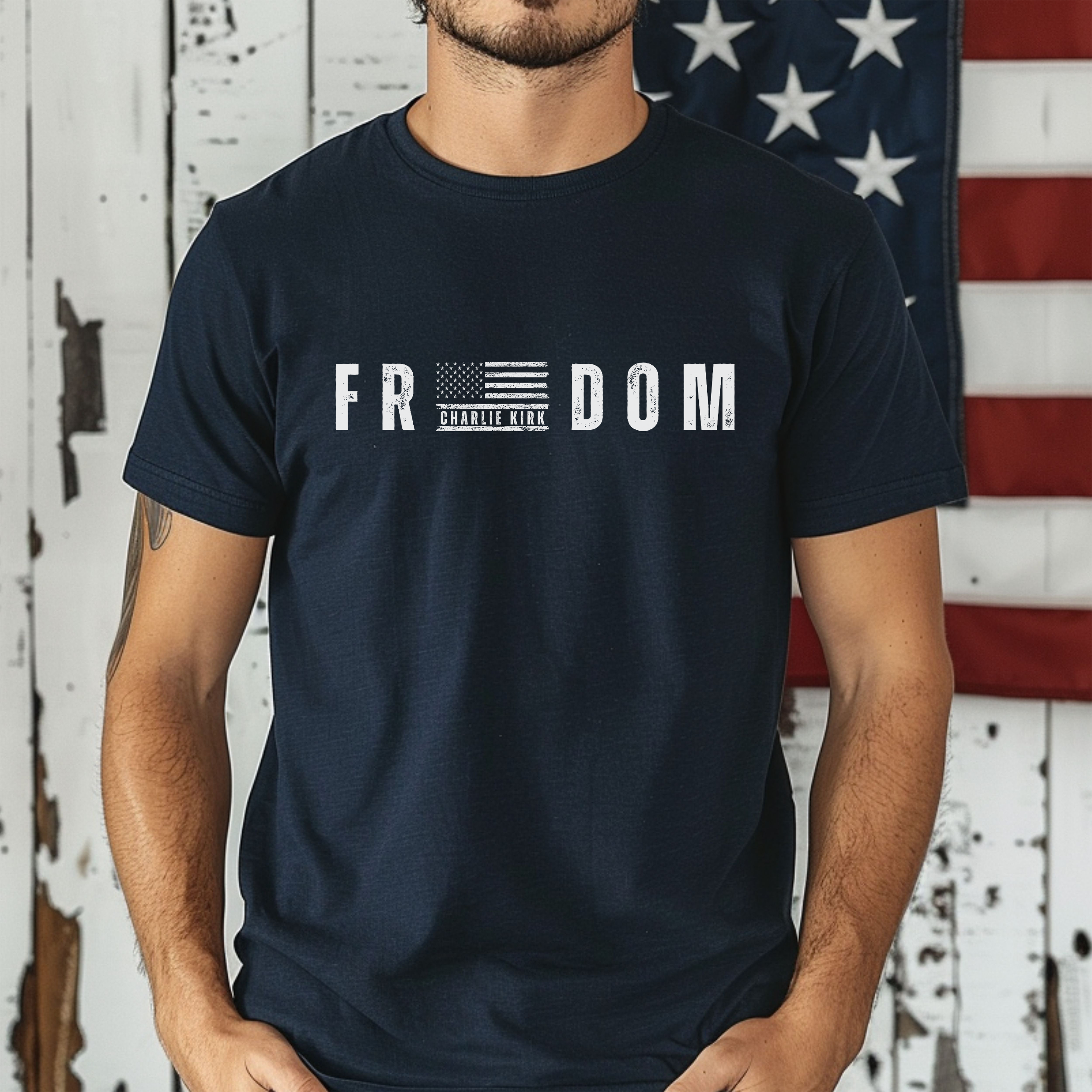 Freedom Flag Charlie Kirk Shirt product thumbnail image Freedom Flag Charlie Kirk Shirt product thumbnail image