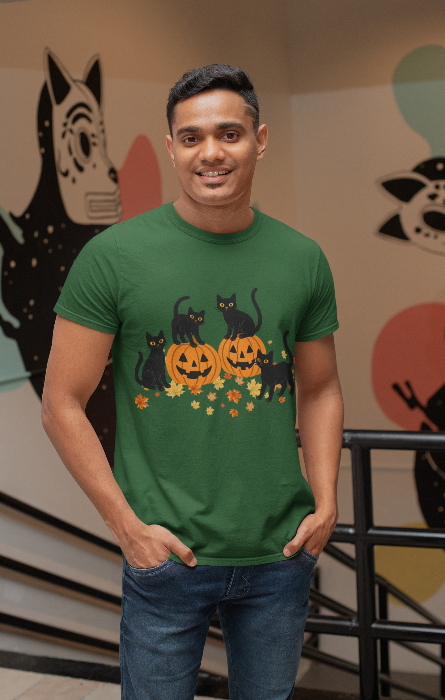 Halloween Black Cat Tee, Unisex Cotton T-Shirt, Spooky Season Apparel, Cute Cat Graphic Tee, Fall Festive Top, Pumpkin Cats Shirt product thumbnail image Halloween Black Cat Tee, Unisex Cotton T-Shirt, Spooky Season Apparel, Cute Cat Graphic Tee, Fall Festive Top, Pumpkin Cats Shirt product thumbnail image