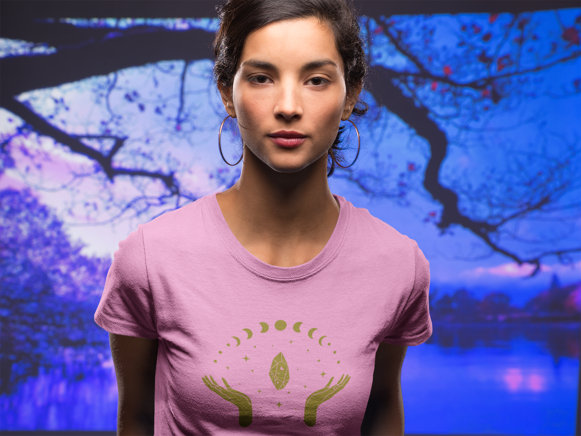 Celestial Hands Unisex Tee - Astrology T-Shirt, Moon Phases Graphic Tee, Spiritual Gift, Zodiac Apparel, Unique Astrology Top product thumbnail image