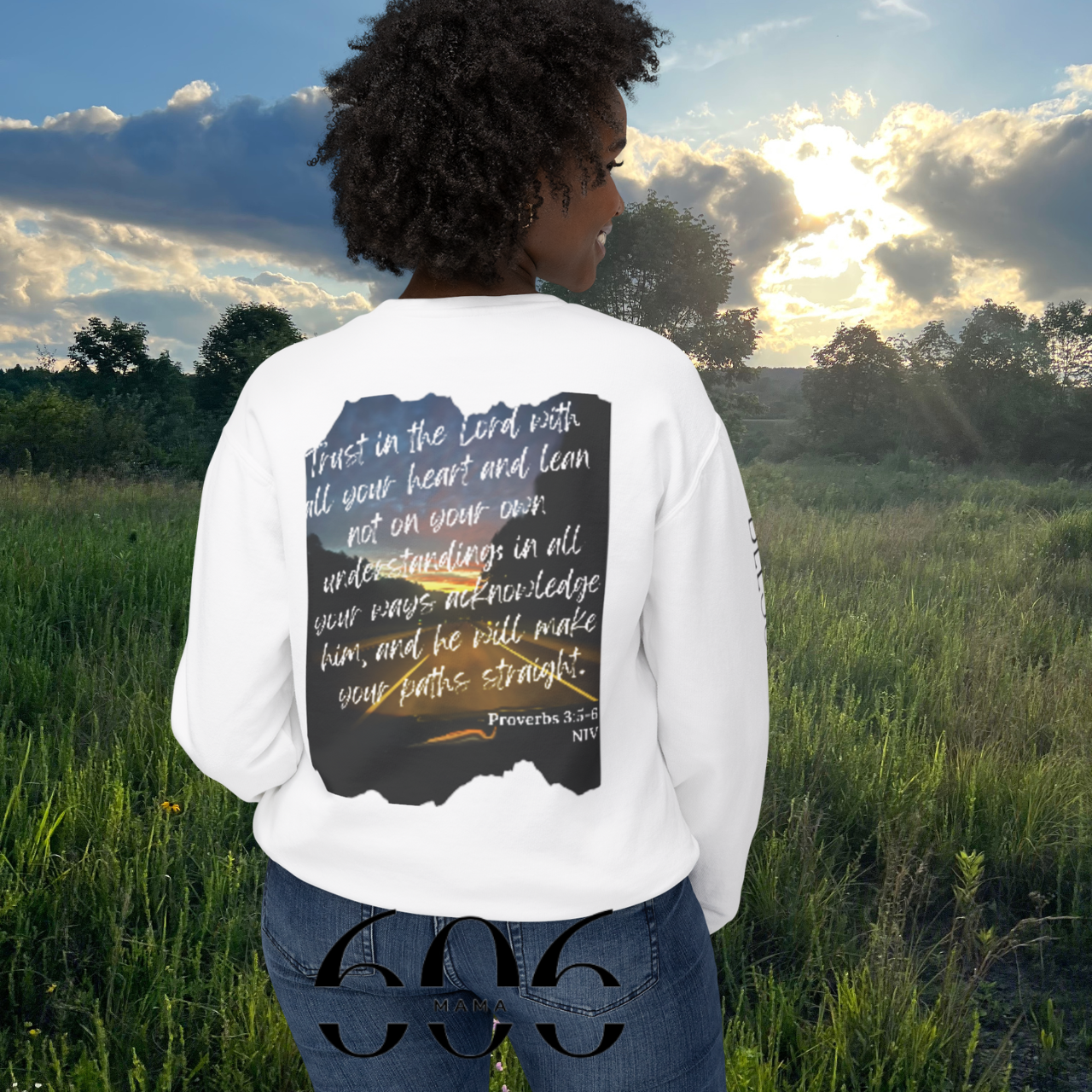 100% Cotton Blessed Mama Crewneck Sweatshirt, Inspirational Clothing, Faith-Based Apparel, Mother's Day Gift, Christian Sweatshirt, Proverbs 3:5-6 product thumbnail image