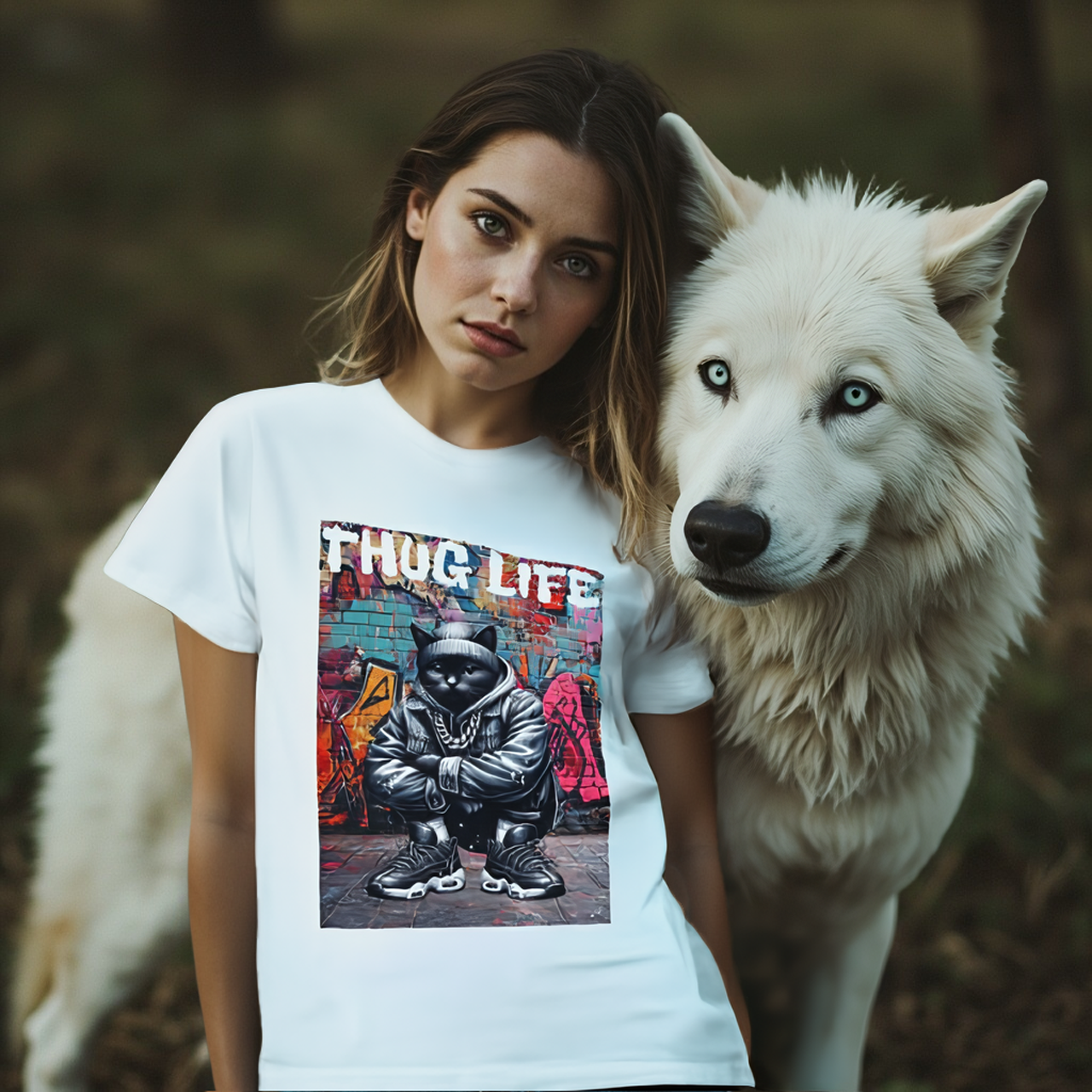 Thug Life Black Cat Funny Tee