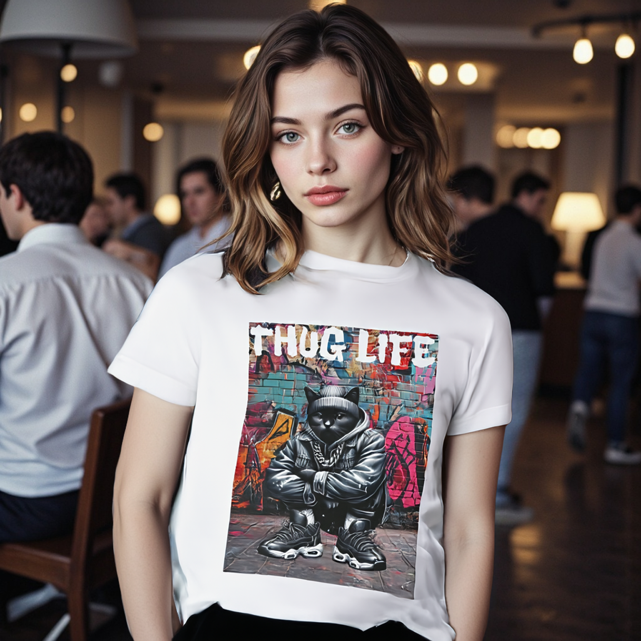 Thug Life Black Cat Funny Tee product thumbnail image