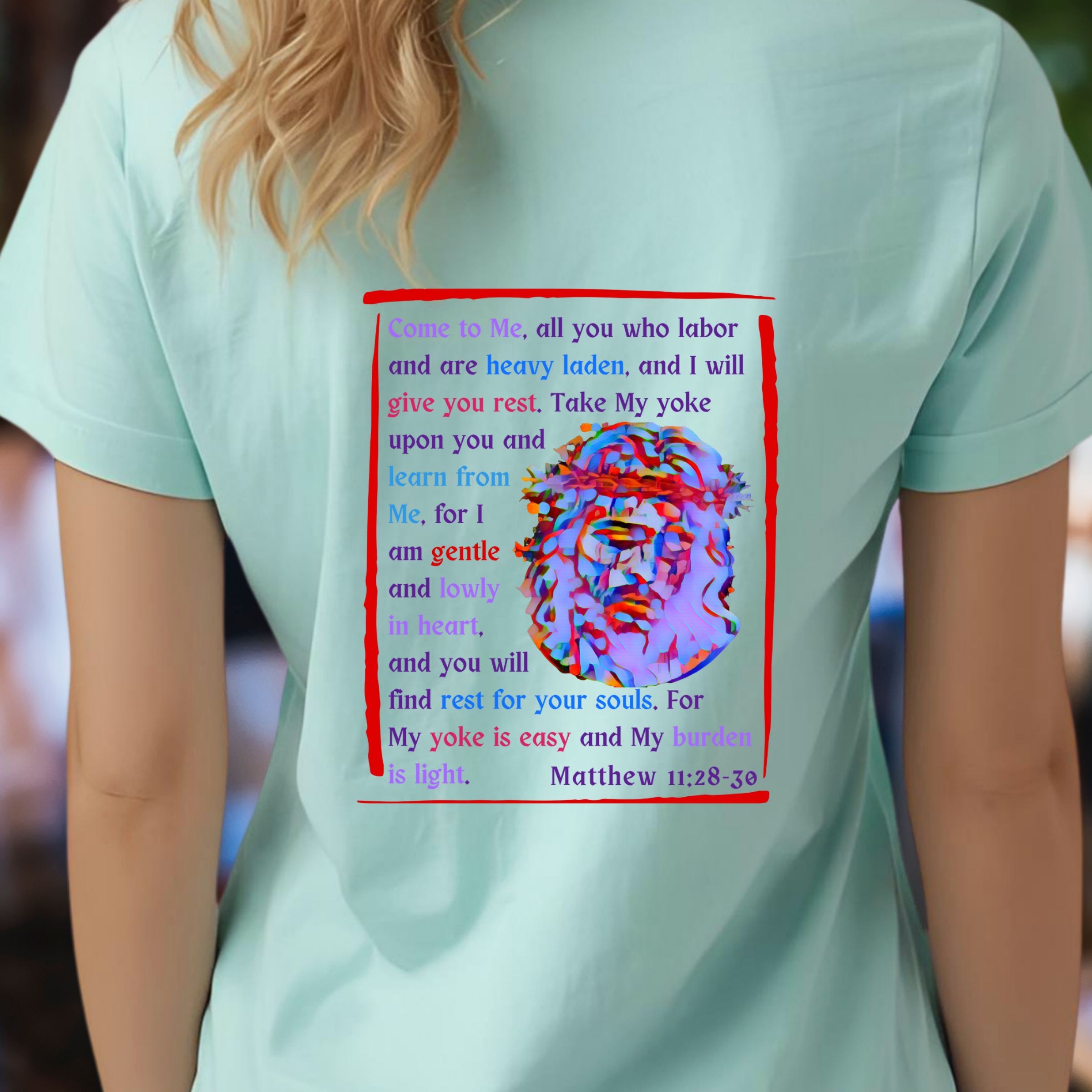 Come to Me - Crew Neck Unisex T-shirt, featuring Matthew 11:28-30 product thumbnail image Come to Me - Crew Neck Unisex T-shirt, featuring Matthew 11:28-30 product thumbnail image