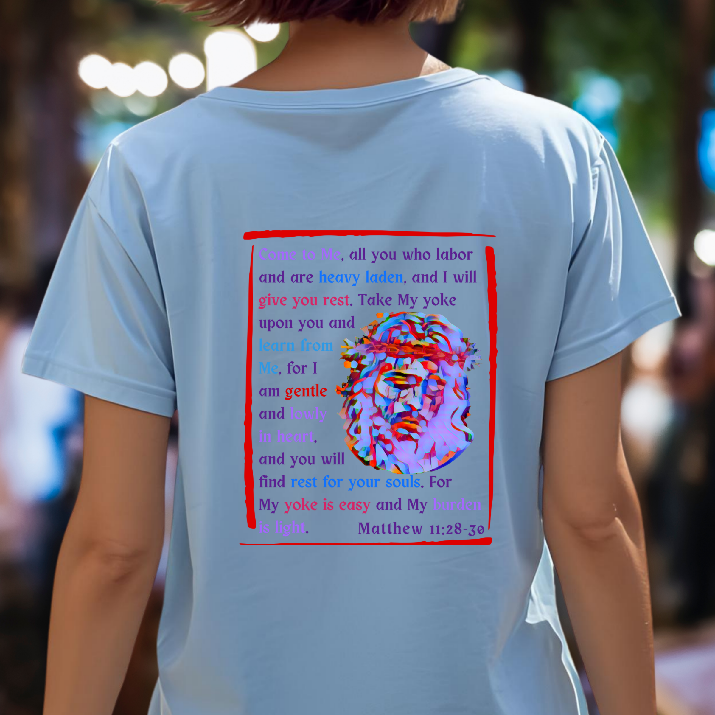 Come to Me - Crew Neck Unisex T-shirt, featuring Matthew 11:28-30 product thumbnail image Come to Me - Crew Neck Unisex T-shirt, featuring Matthew 11:28-30 product thumbnail image