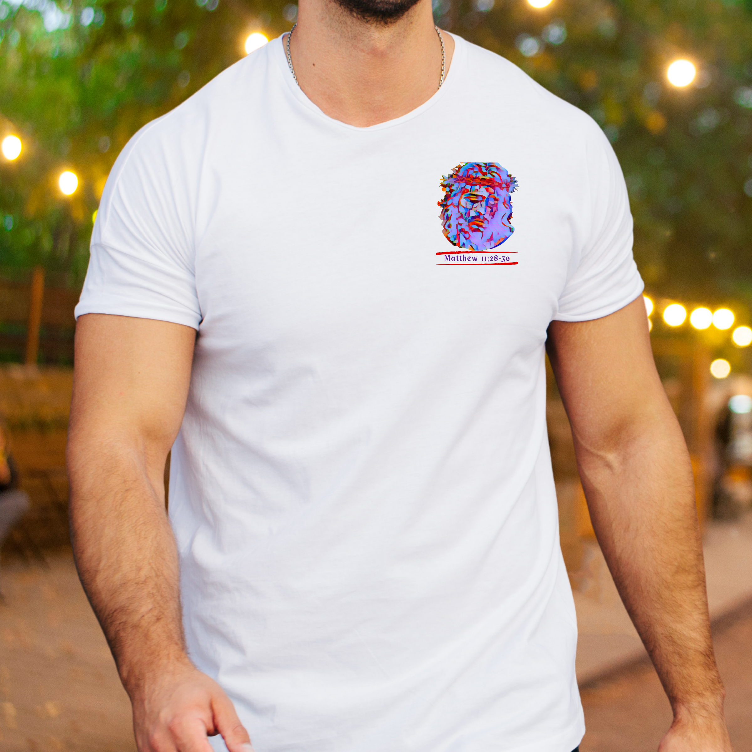 Come to Me - Crew Neck Unisex T-shirt, featuring Matthew 11:28-30 product thumbnail image Come to Me - Crew Neck Unisex T-shirt, featuring Matthew 11:28-30 product thumbnail image